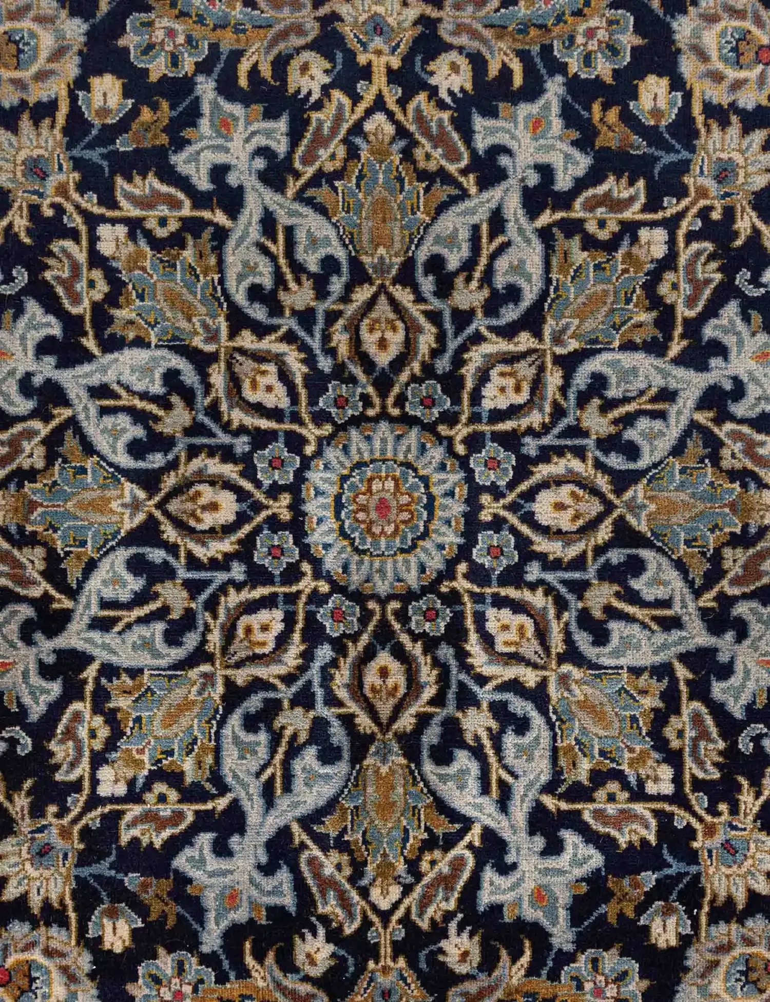 Blå Persien Kashan Patina  337 x 220 cm - Unikt håndlavet tæppe