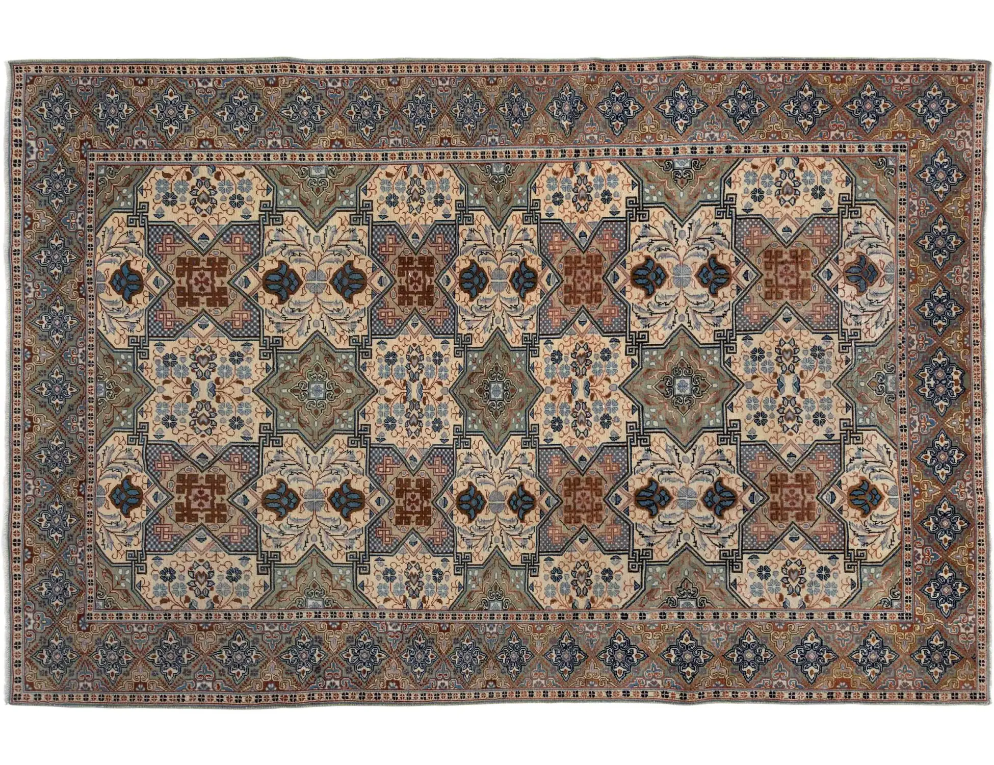 Beige Persa Ardebil Patina 327 x 218 cm - Alfombra única hecha a mano