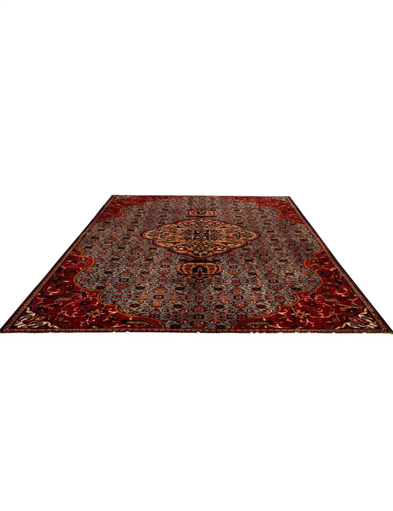 Azul Persa Hamadan Patina 215 x 130 cm - Alfombra única hecha a mano