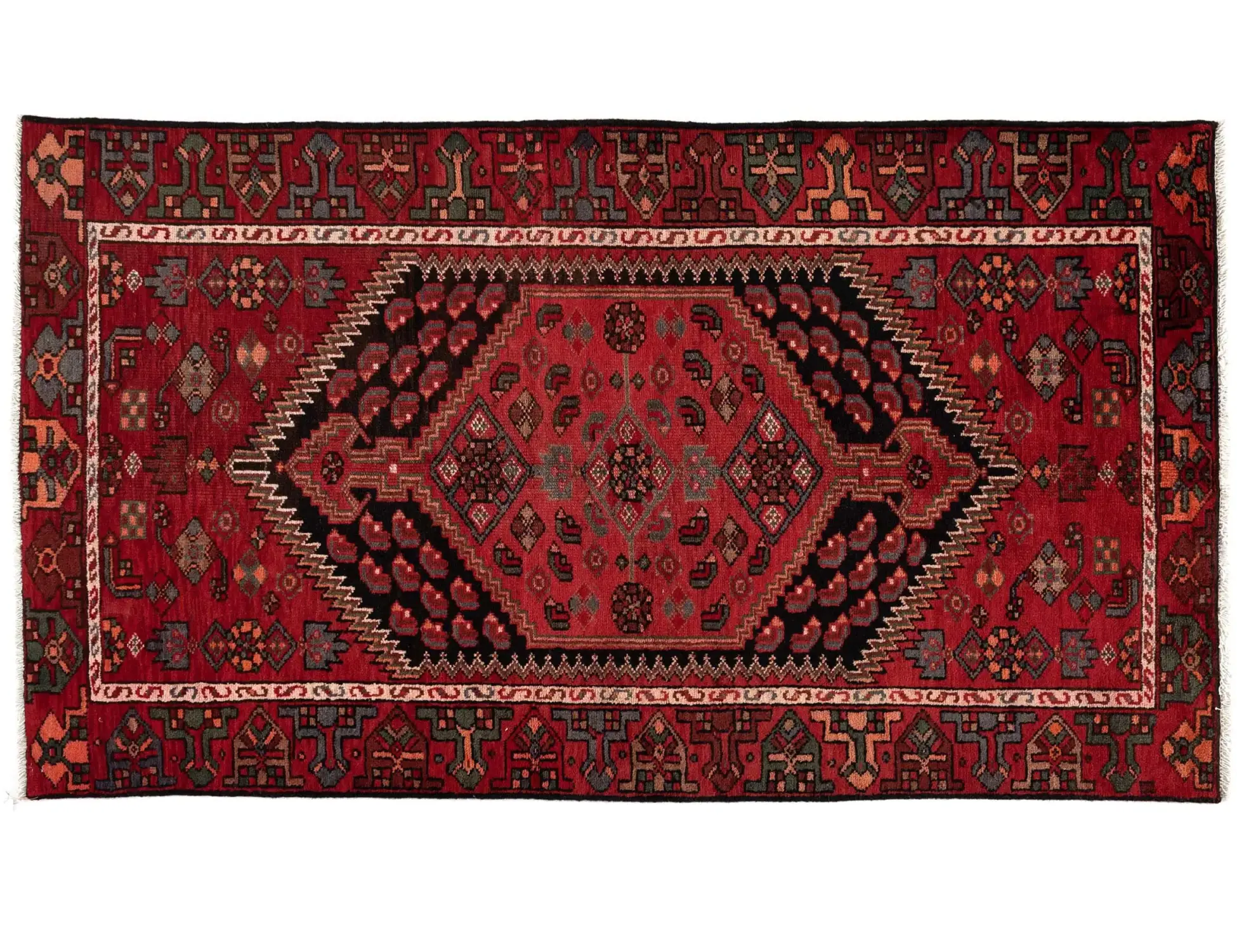 Red Persia Hamadan Patina 210 x 118 cm - Unique Handmade Carpet