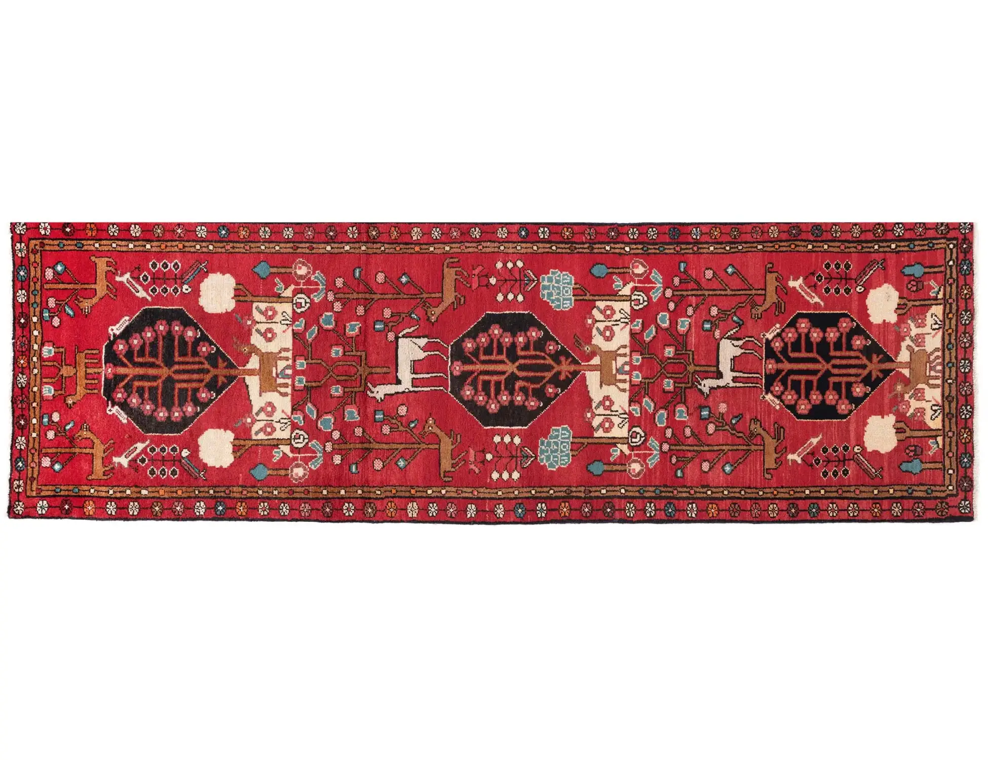 Rød Persien Hamadan Patina  294 x 90 cm - Unikt håndlavet tæppe