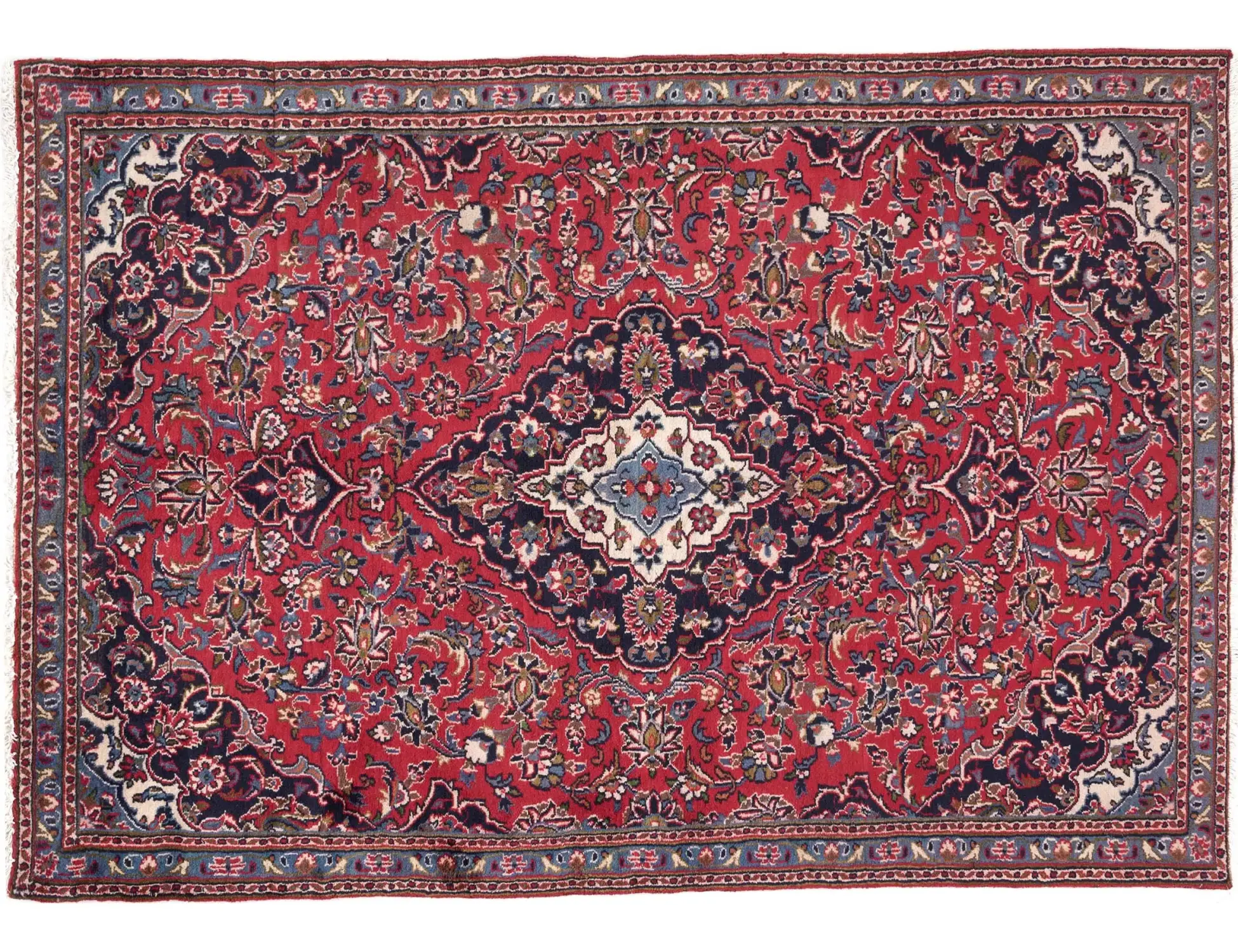 Rouge Persan Kashmar Patina 228 x 131 cm - Tapis fait main unique