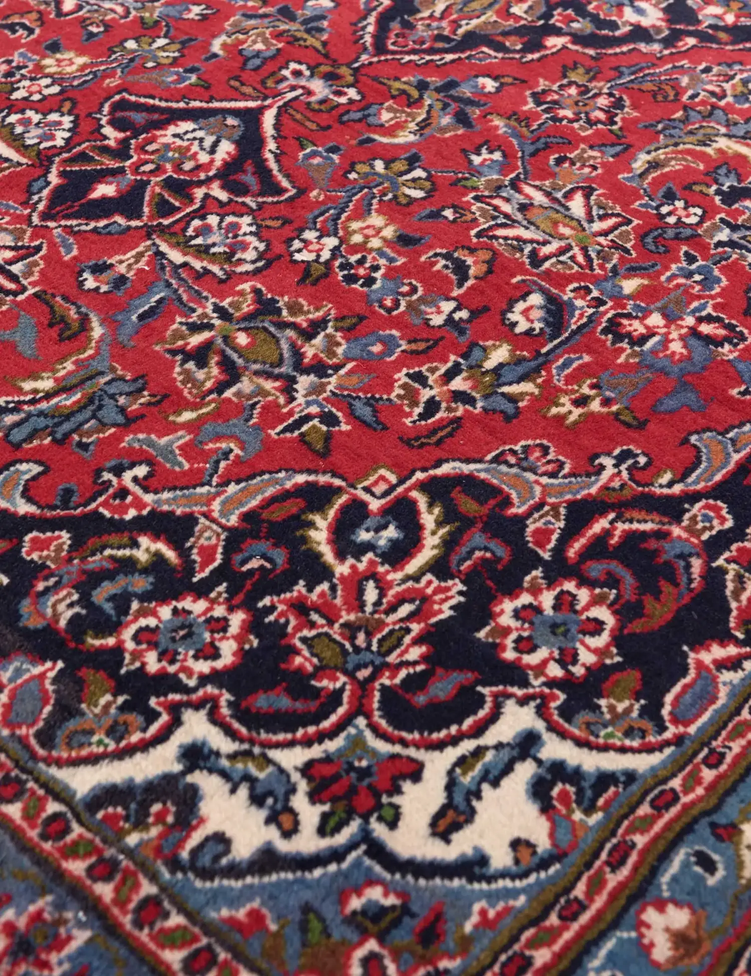 Rojo Persa Kashmar Patina 228 x 131 cm - Alfombra única hecha a mano