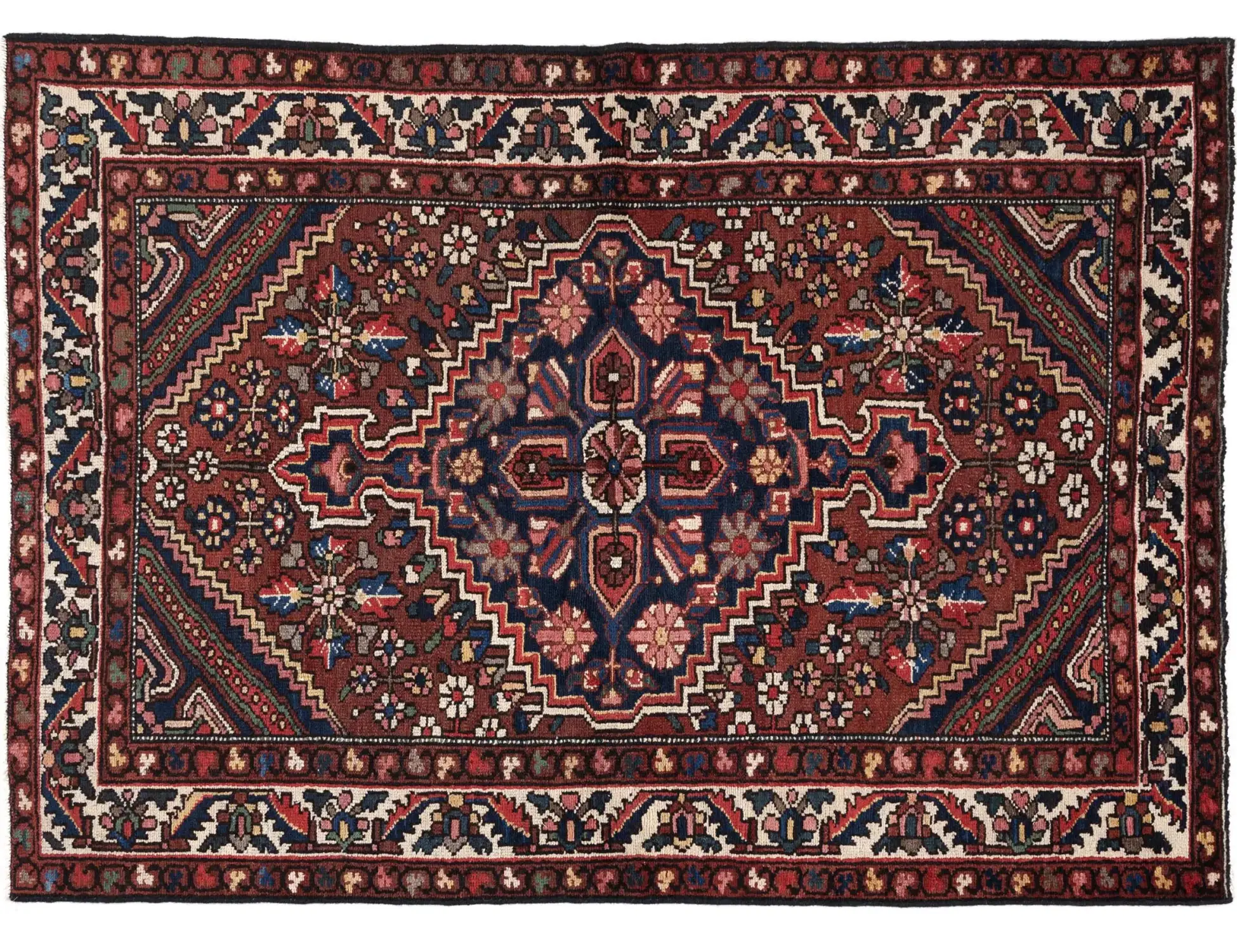 Rød Persien Bakhtiar Patina  194 x 133 cm - Unikt håndlavet tæppe