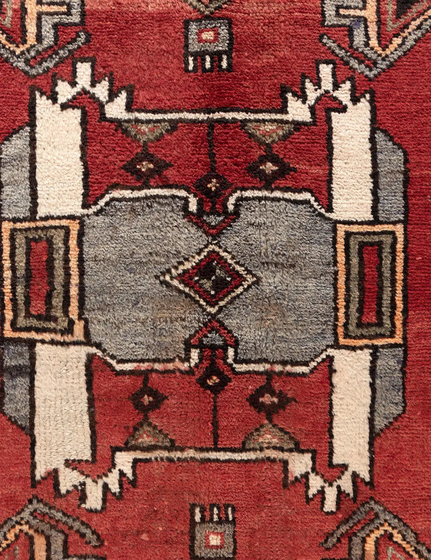 Rojo Persa Hamadan Patina 229 x 125 cm - Alfombra única hecha a mano