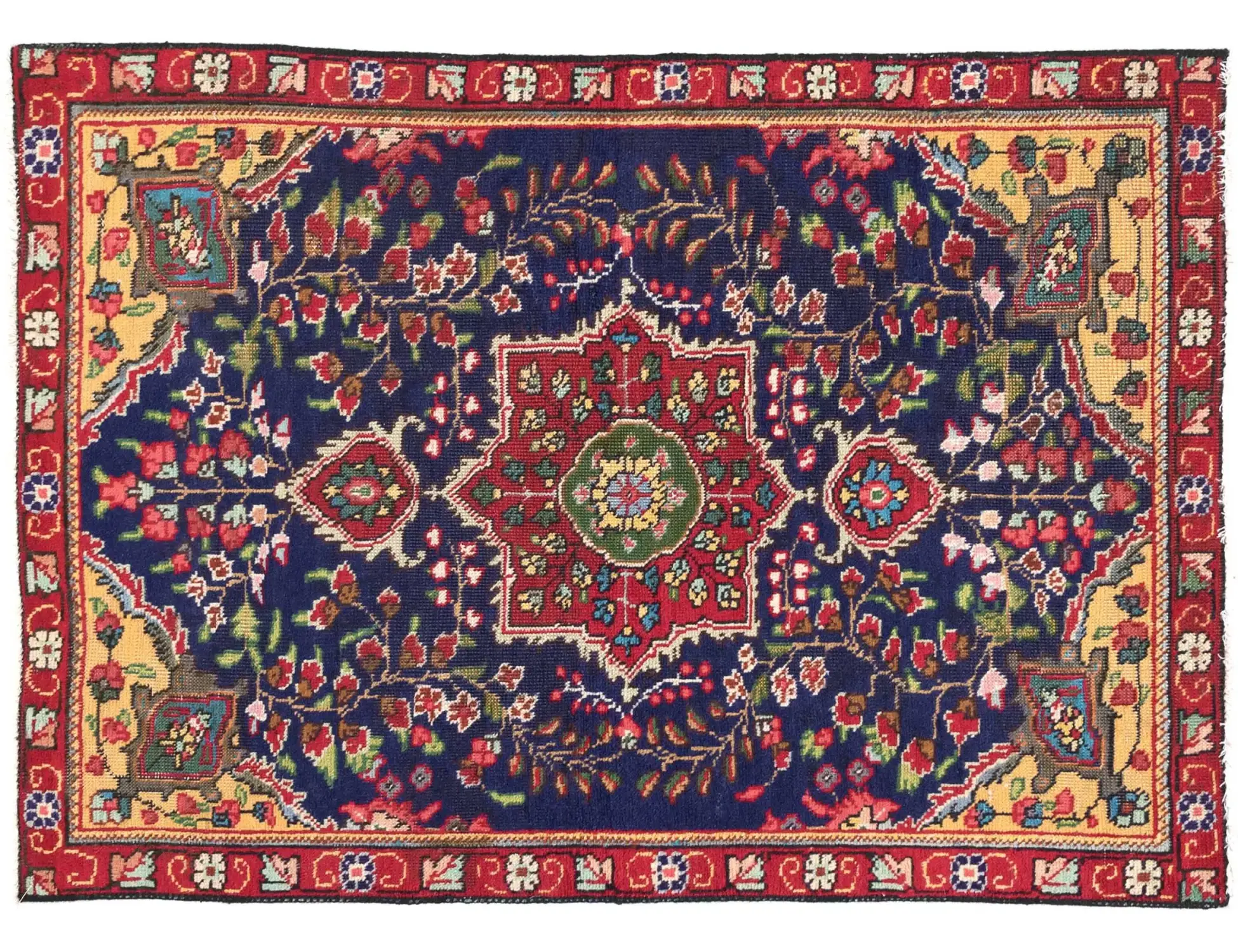 Blå Persien Tabriz Patina  142 x 98 cm - Unikt håndlavet tæppe