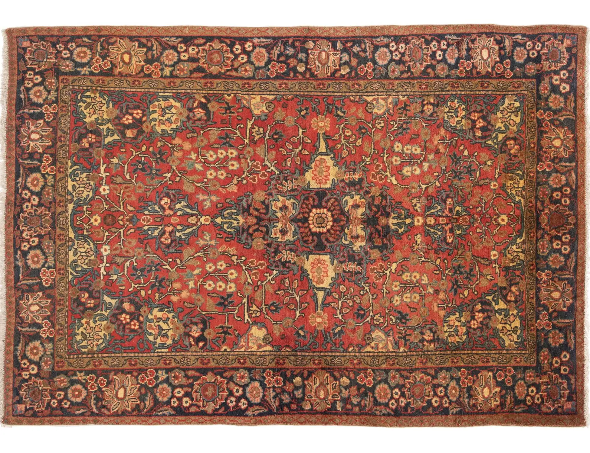 Rood Perzië Hamadan Patina  195 x 125 cm - Uniek handgemaakt tapijt