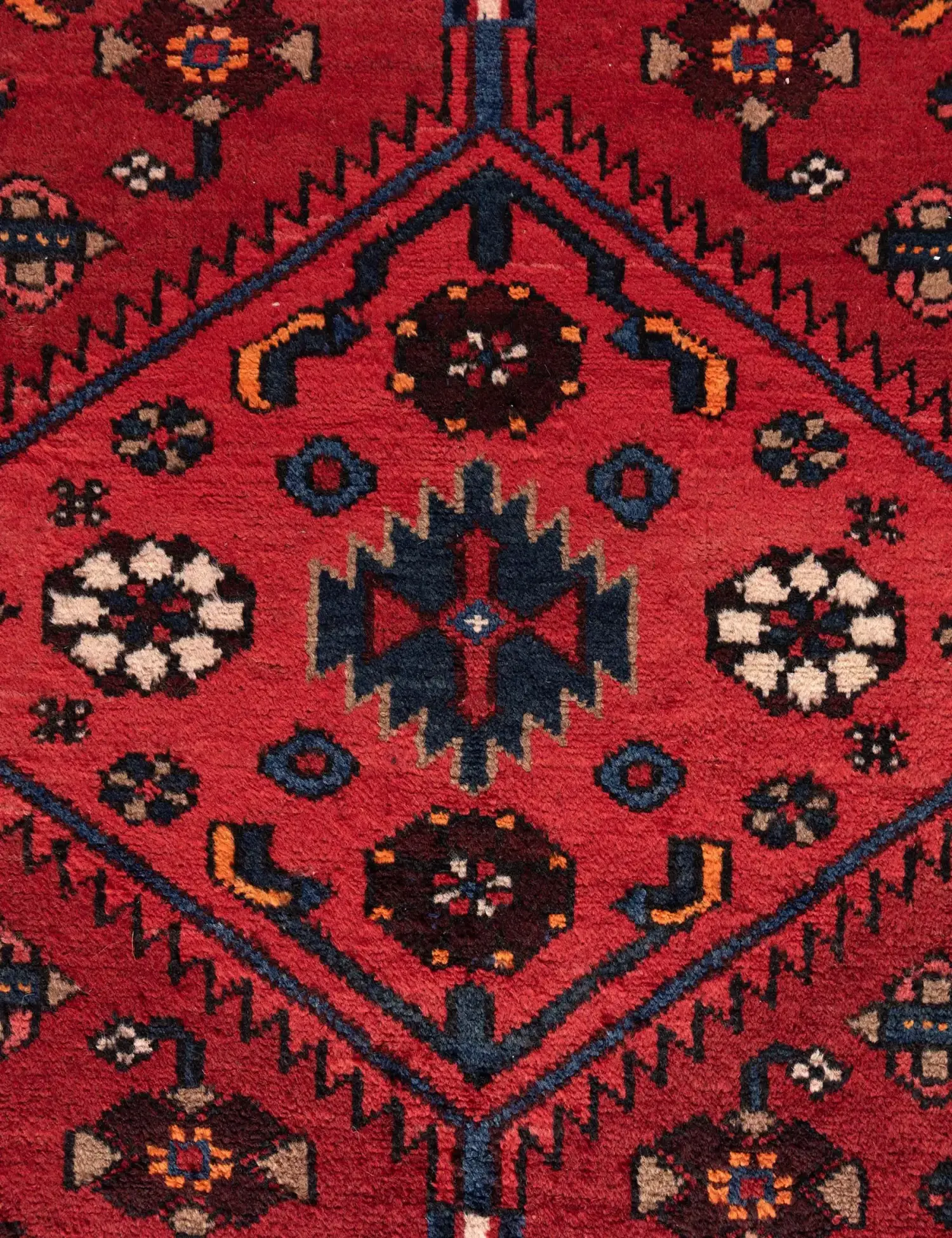 Rojo Persa Hamadan Patina 220 x 108 cm - Alfombra única hecha a mano