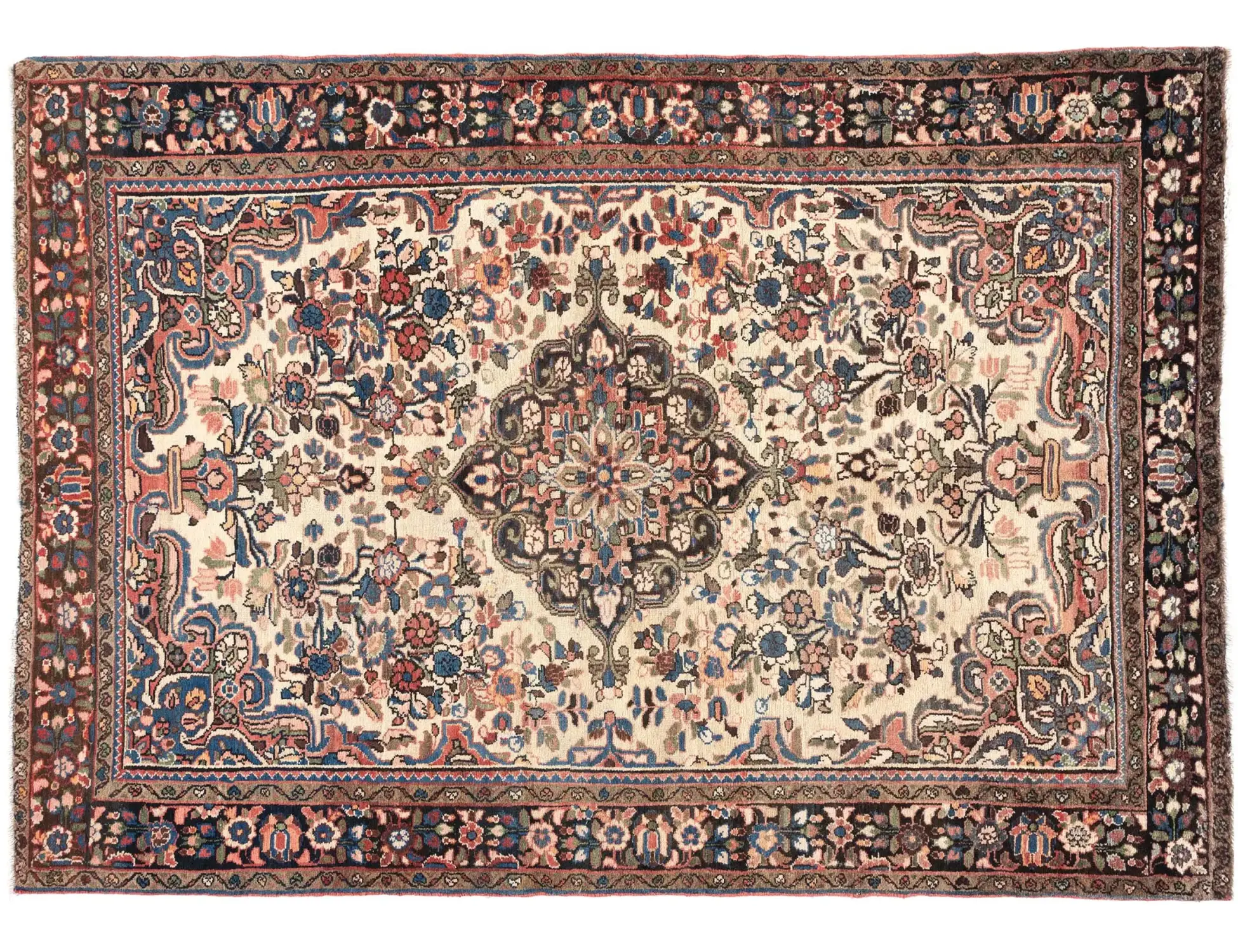 Beige Persan Hamadan Patina  227 x 145 cm - Tapis fait main unique