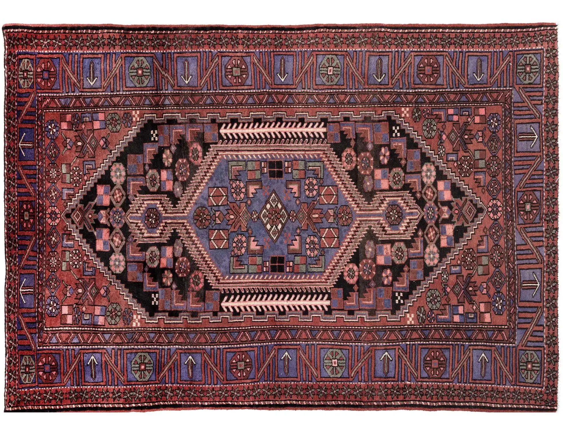 Rouge Persan Hamadan Patina  230 x 150 cm - Tapis fait main unique