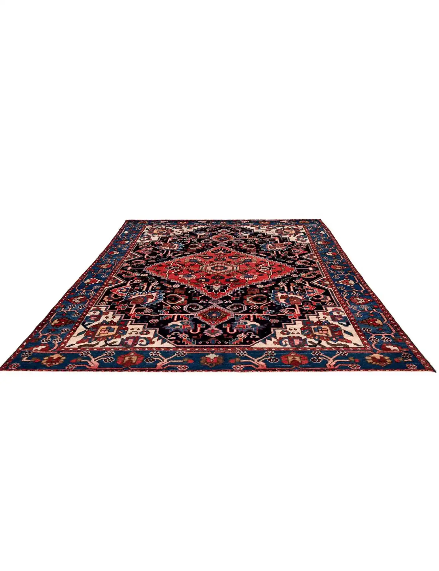 Bleu Persan Hamadan Patina 196 x 136 cm - Tapis fait main unique