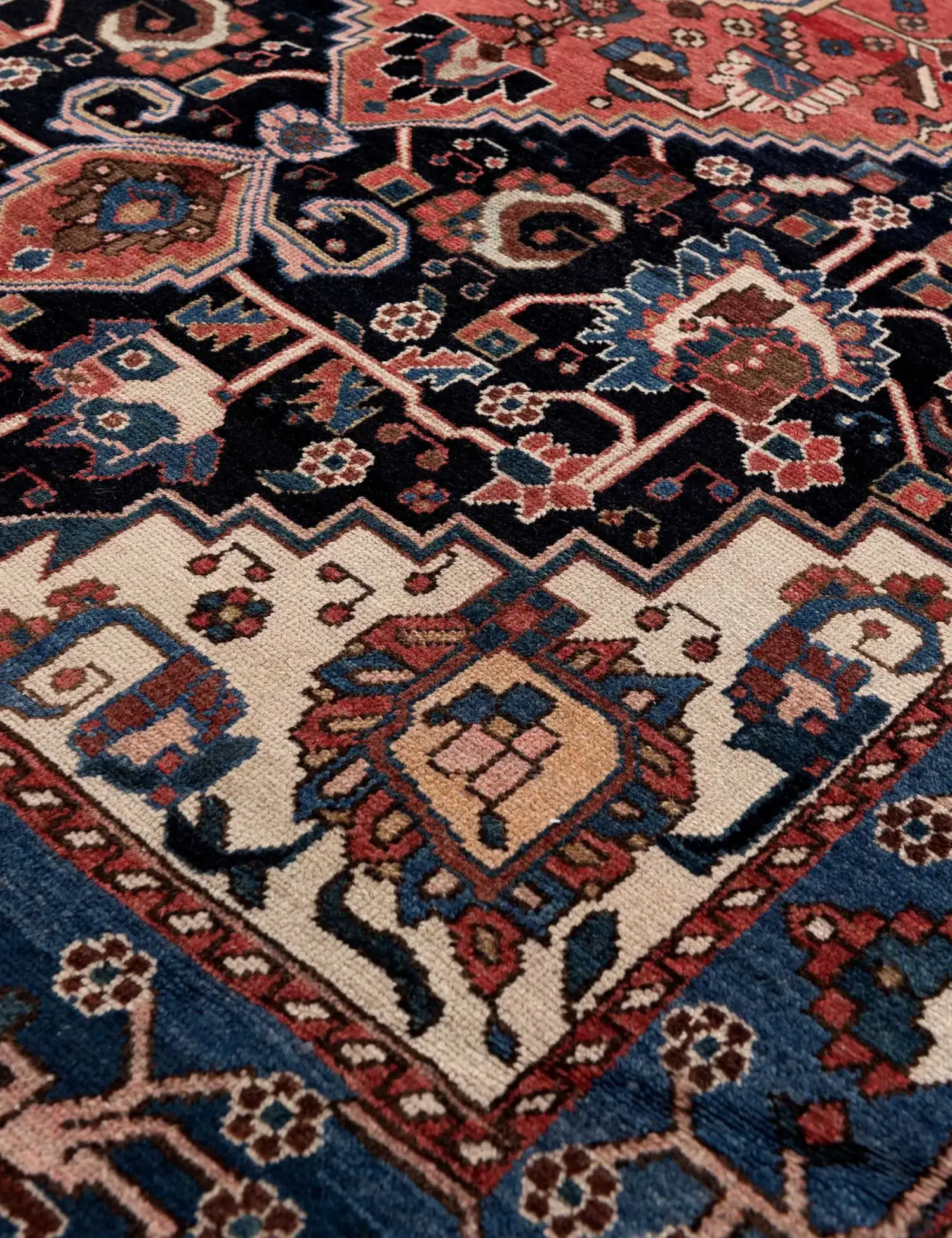 Bleu Persan Hamadan Patina 196 x 136 cm - Tapis fait main unique