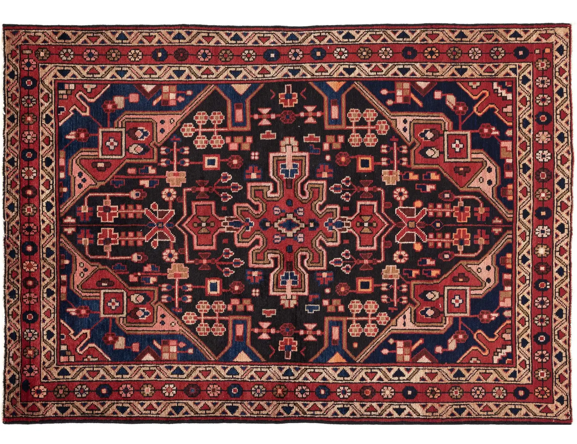 Azul Persa Hamadan Patina 210 x 130 cm - Alfombra única hecha a mano