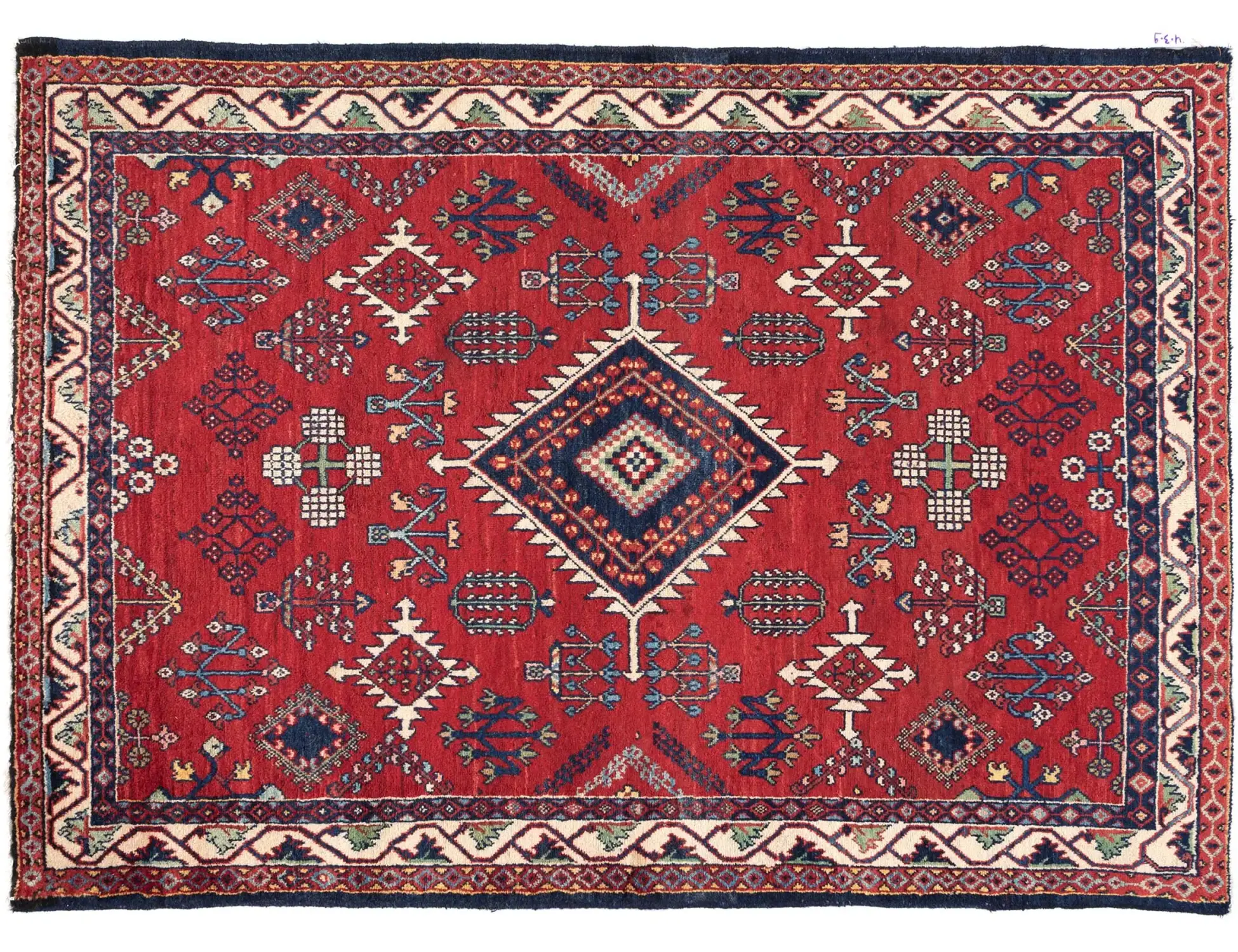 Rød Persien Hamadan Patina  196 x 130 cm - Unikt håndlavet tæppe