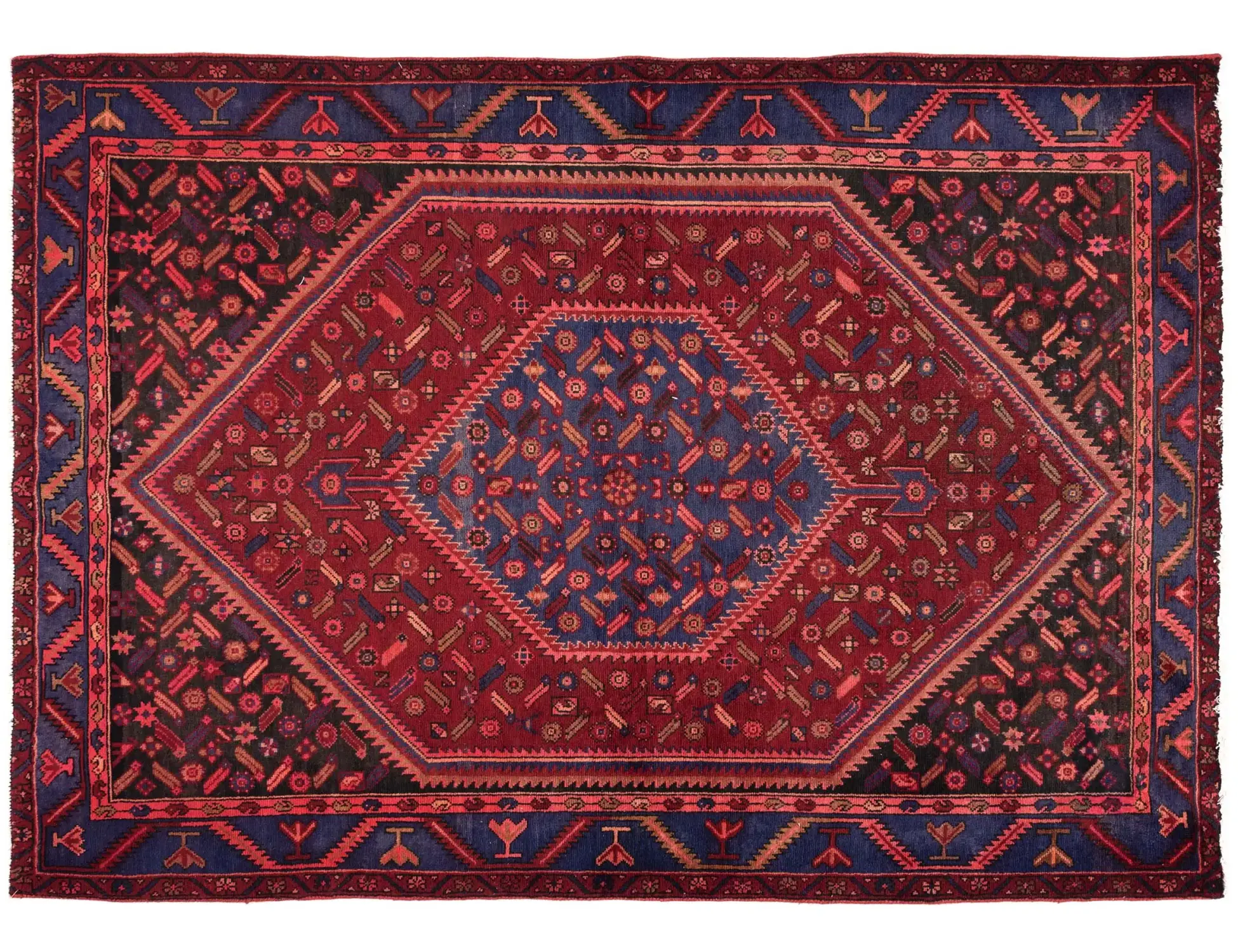 Rosso Persiano Hamadan Patina  207 x 163 cm - Tappeto unico fatto a mano