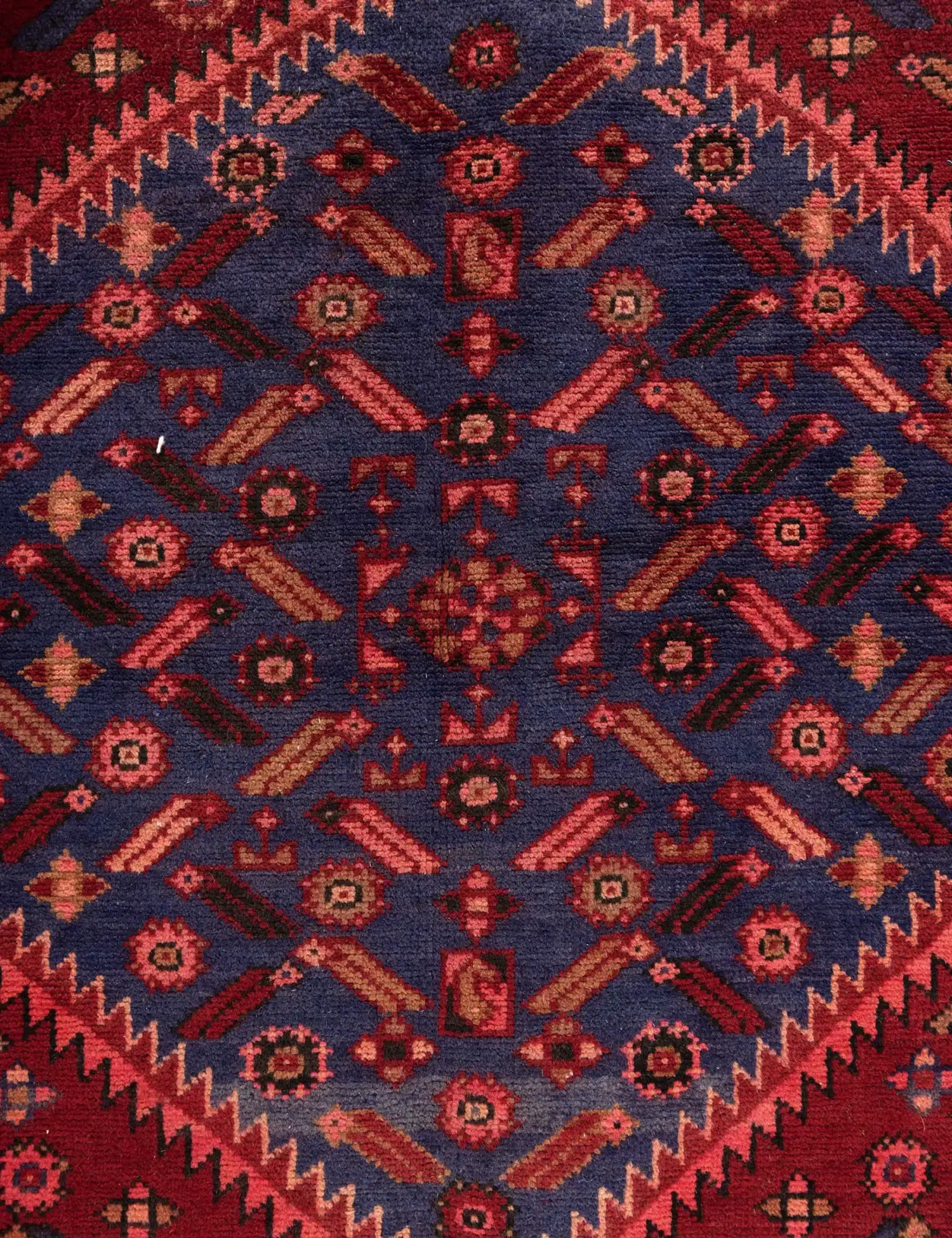 Rojo Persa Hamadan Patina 207 x 163 cm - Alfombra única hecha a mano