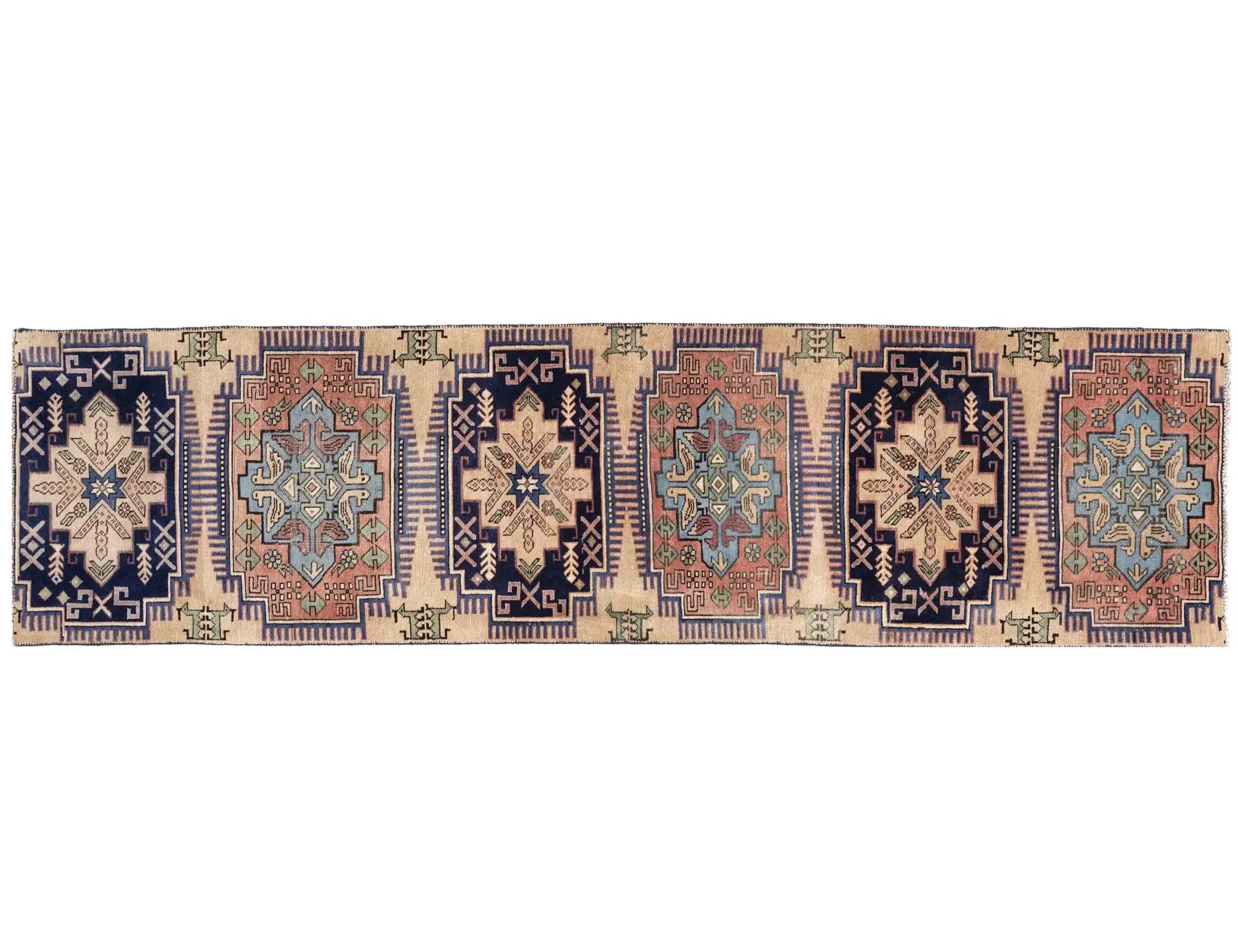 Beige Persia Ardebil Patina 255 x 68 cm - Unique Handmade Carpet