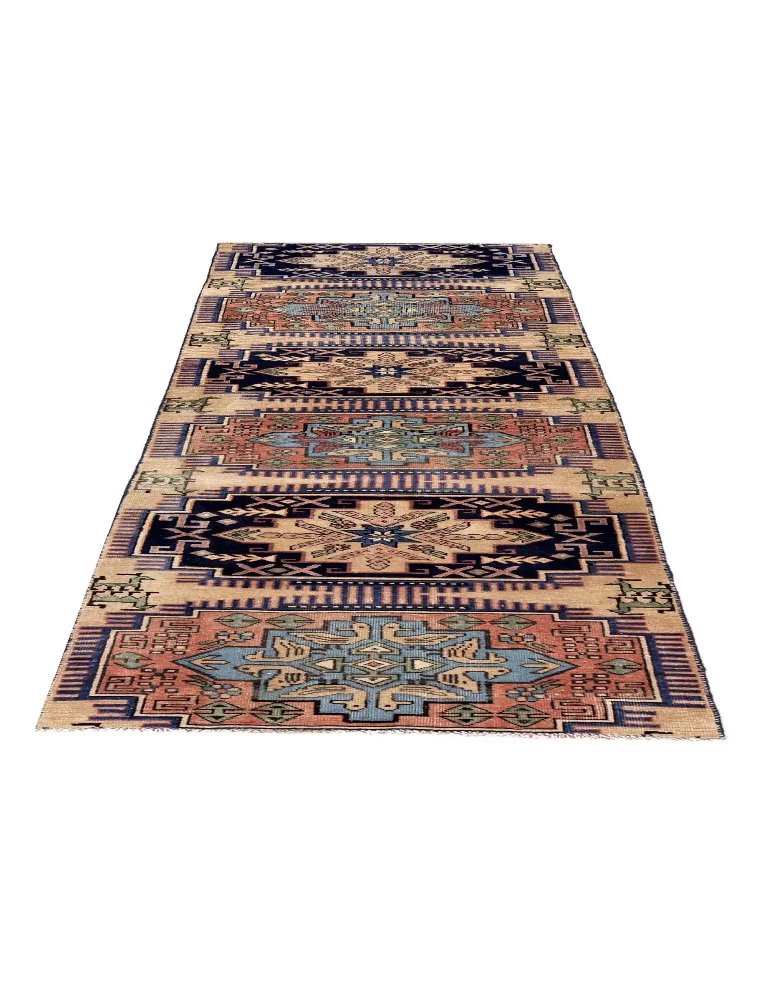 Beige Perzië Ardebil Patina 255 x 68 cm - Uniek handgemaakt tapijt