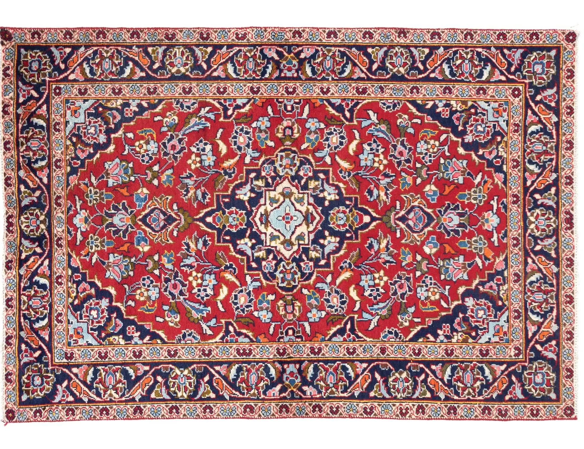 Rosso Persiano Kashan Patina  155 x 98 cm - Tappeto unico fatto a mano