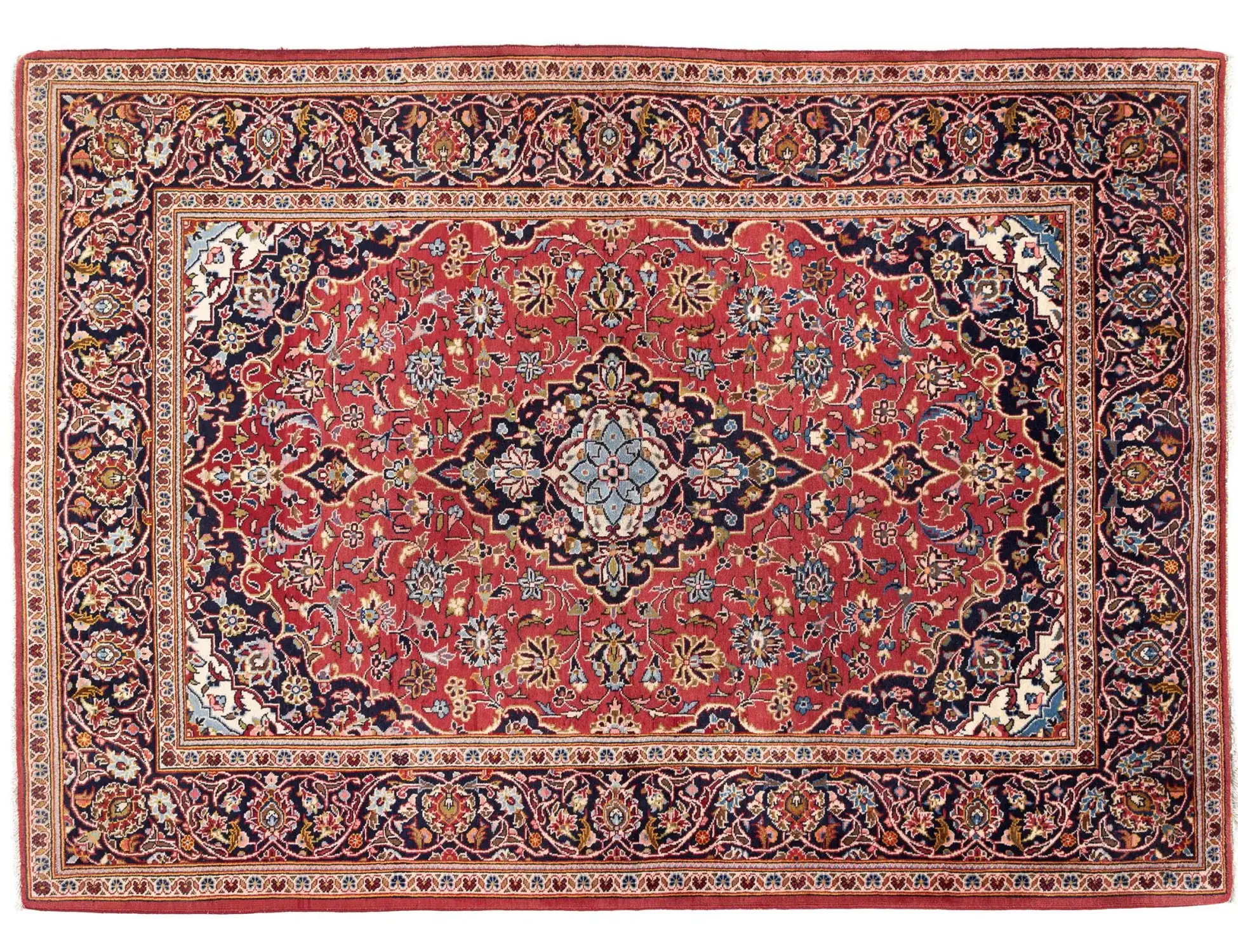 Rouge Persan Kashan Patina  228 x 145 cm - Tapis fait main unique