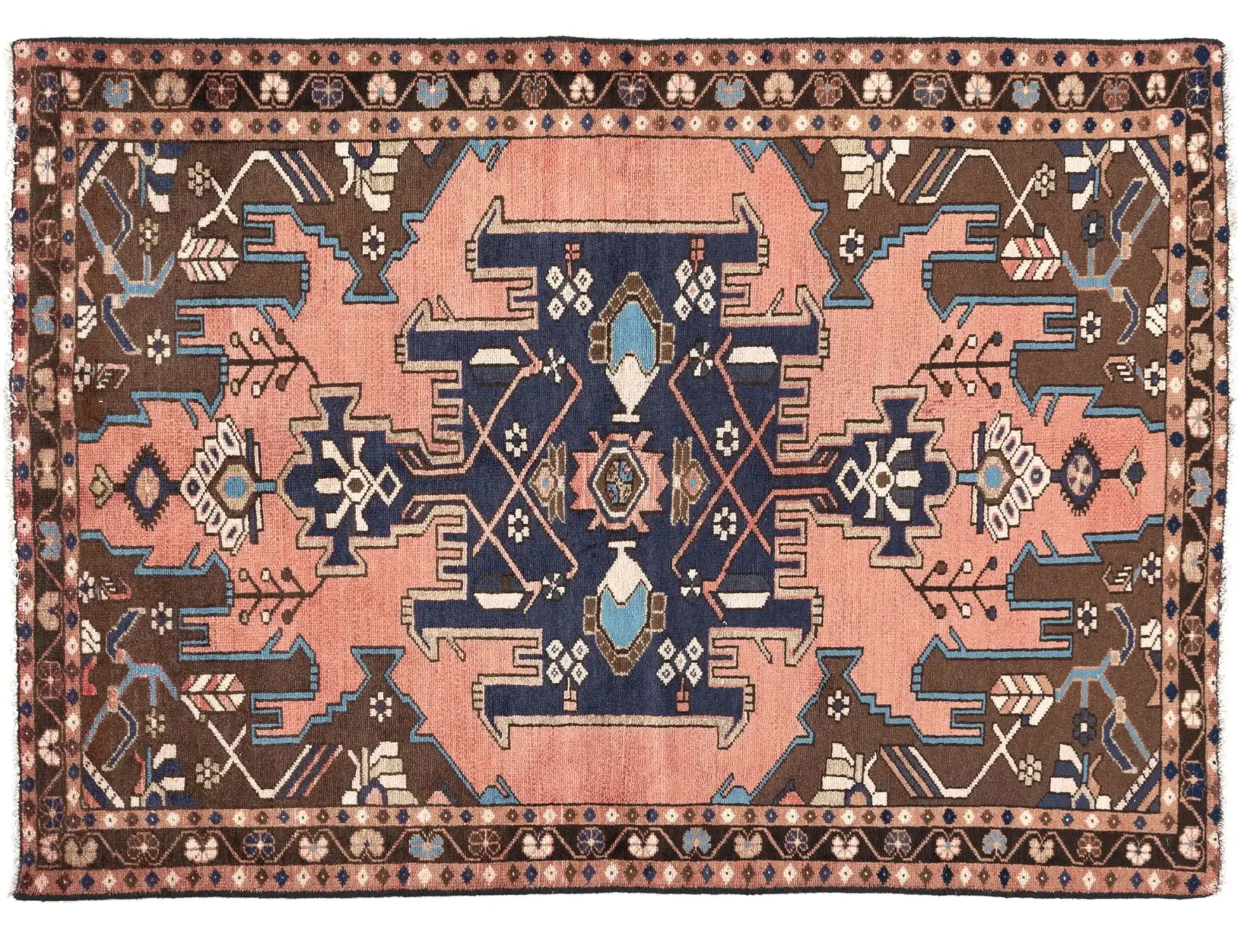 Rouge Persan Hamadan Patina  135 x 110 cm - Tapis fait main unique