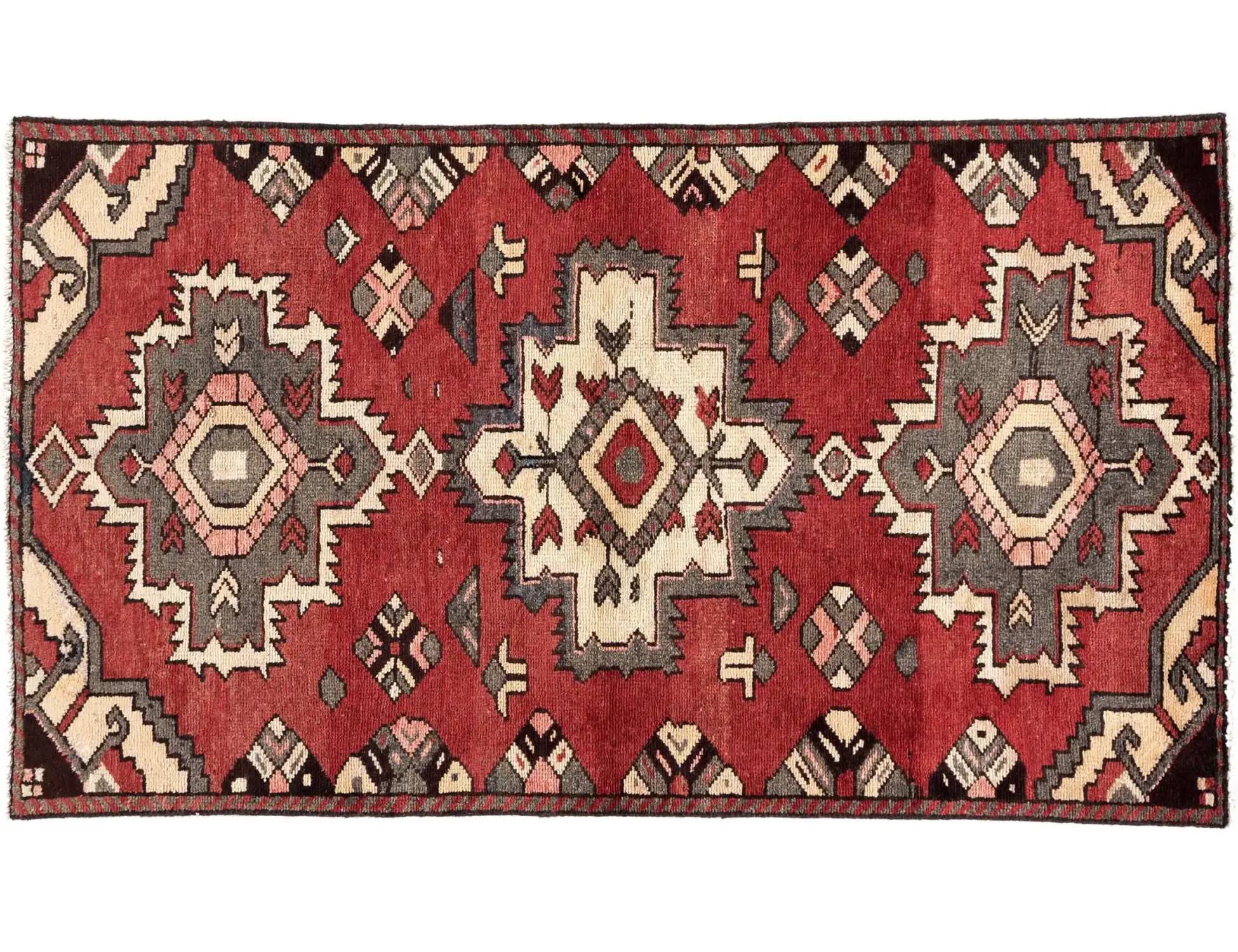 Rojo Persa Hamadan Patina  163 x 93 cm - Alfombra única hecha a mano