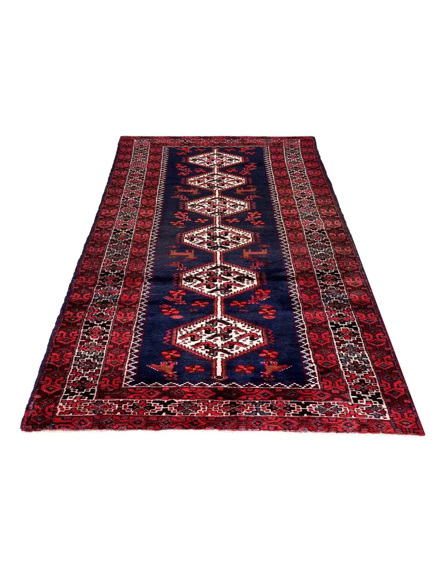 Azul Persa Balooch Patina 290 x 107 cm - Alfombra única hecha a mano