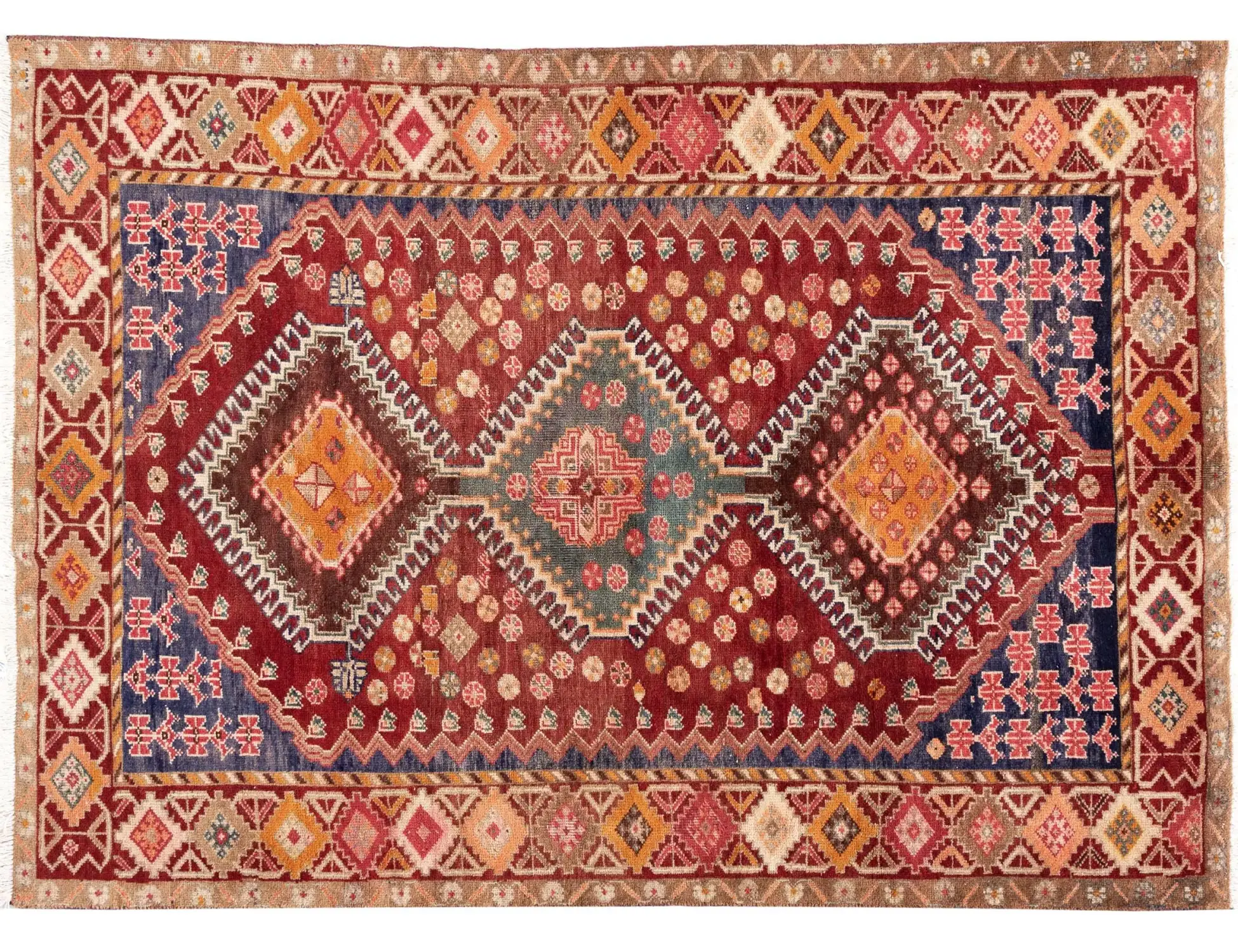 Red Persia Shiraz Patina 225 x 150 cm - Unique Handmade Carpet