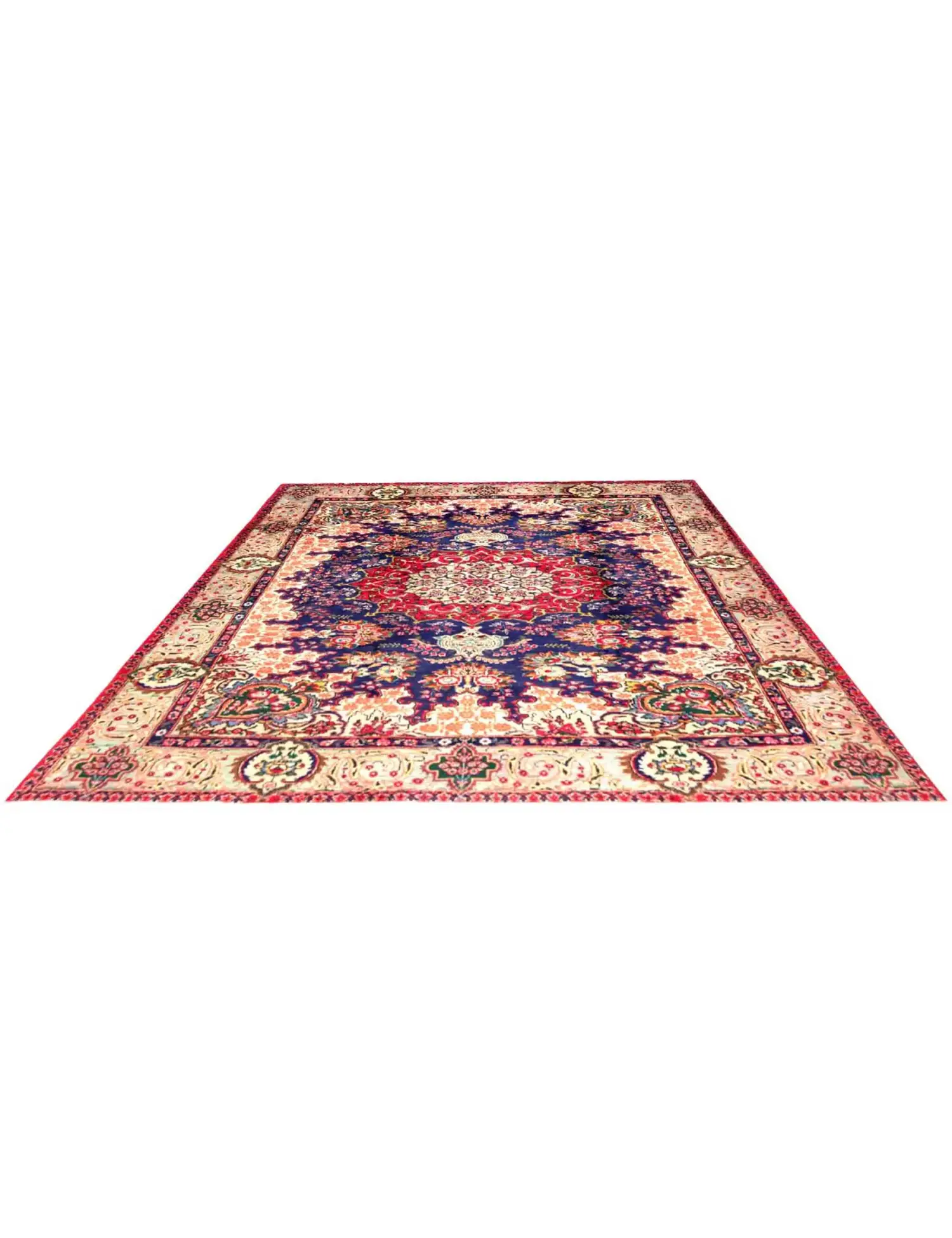 Blu Persiano Tabriz 262 x 210 cm - Tappeto unico fatto a mano