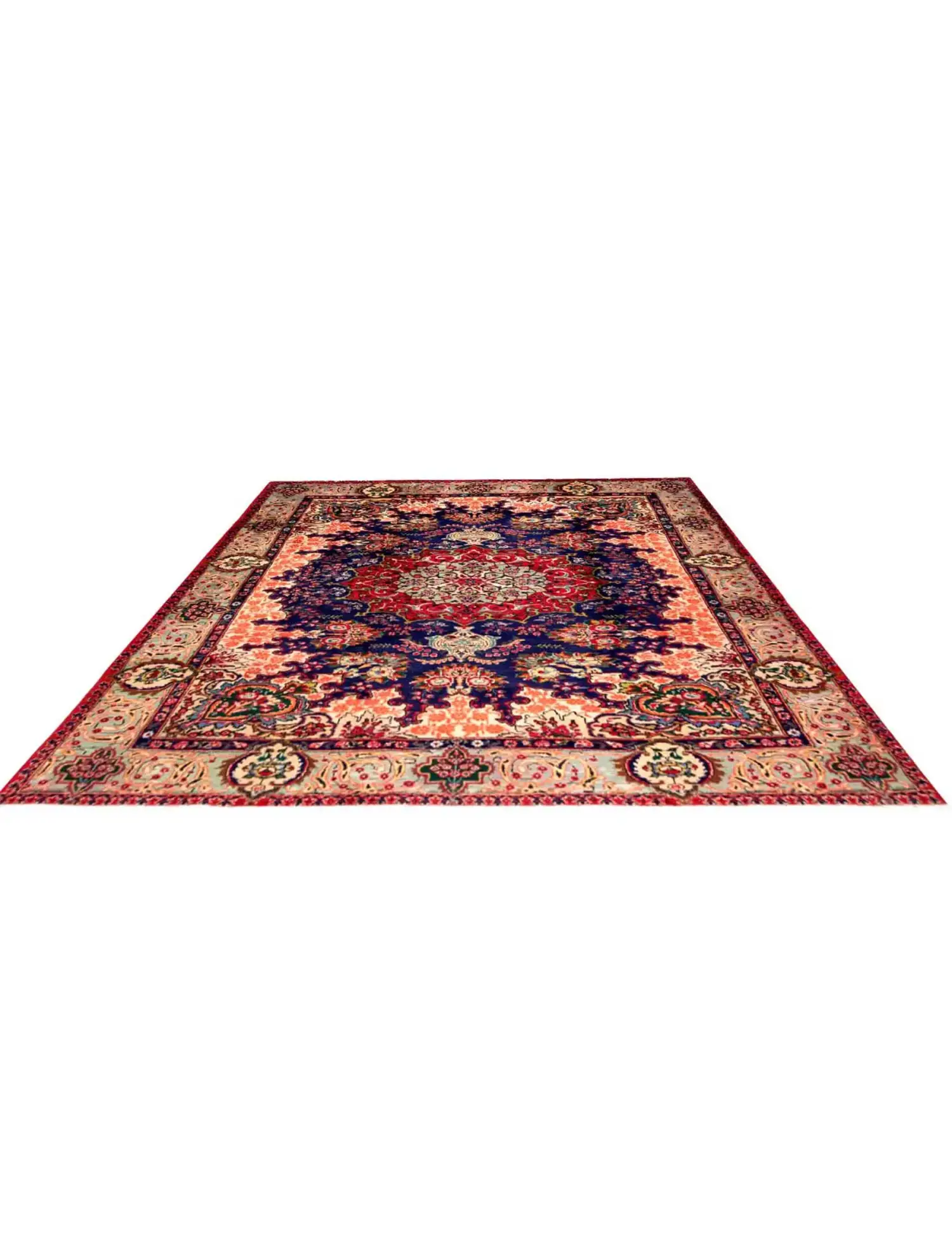 Blu Persiano Tabriz 262 x 210 cm - Tappeto unico fatto a mano