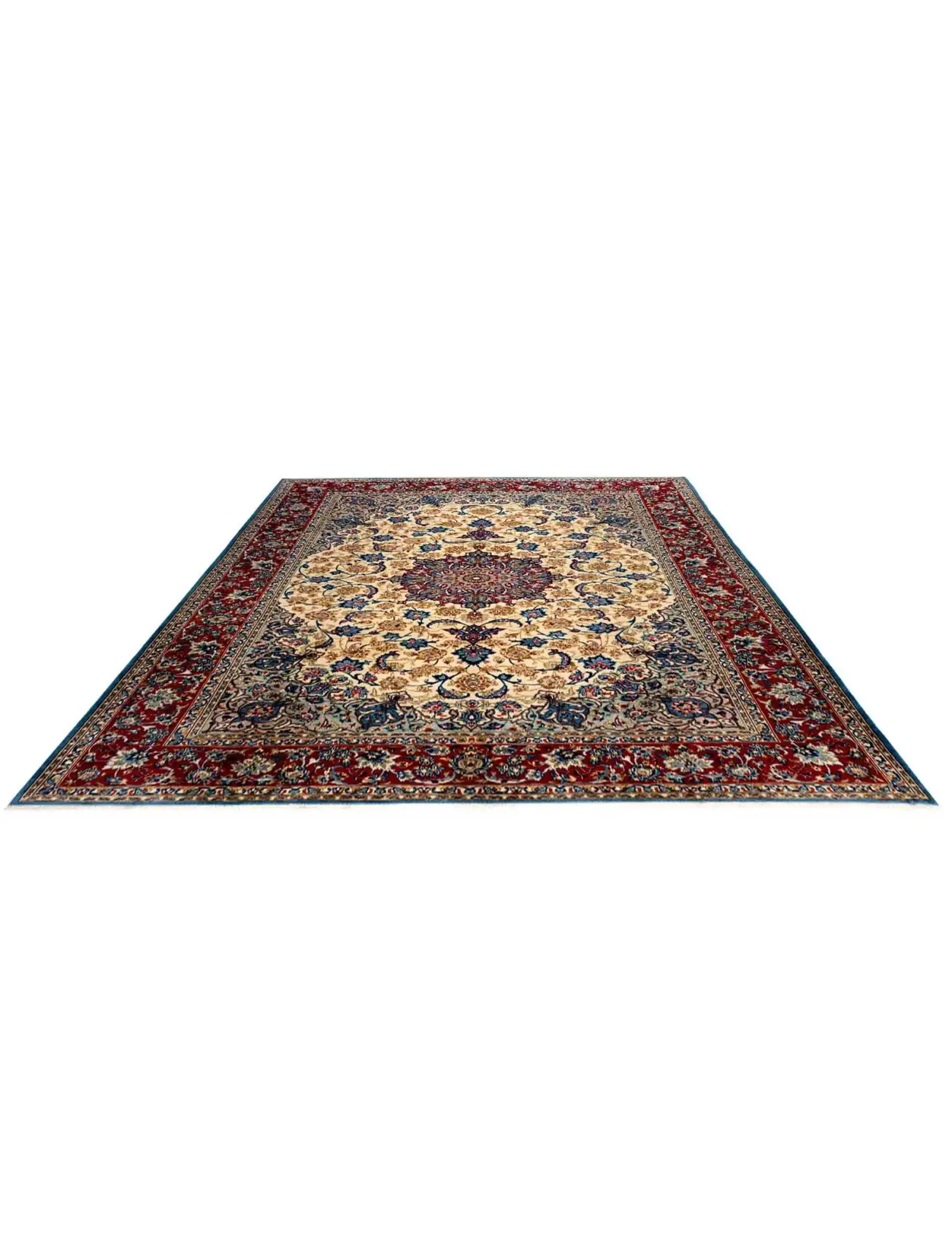 Beige Persa Keshan 423 x 305 cm - Alfombra única hecha a mano