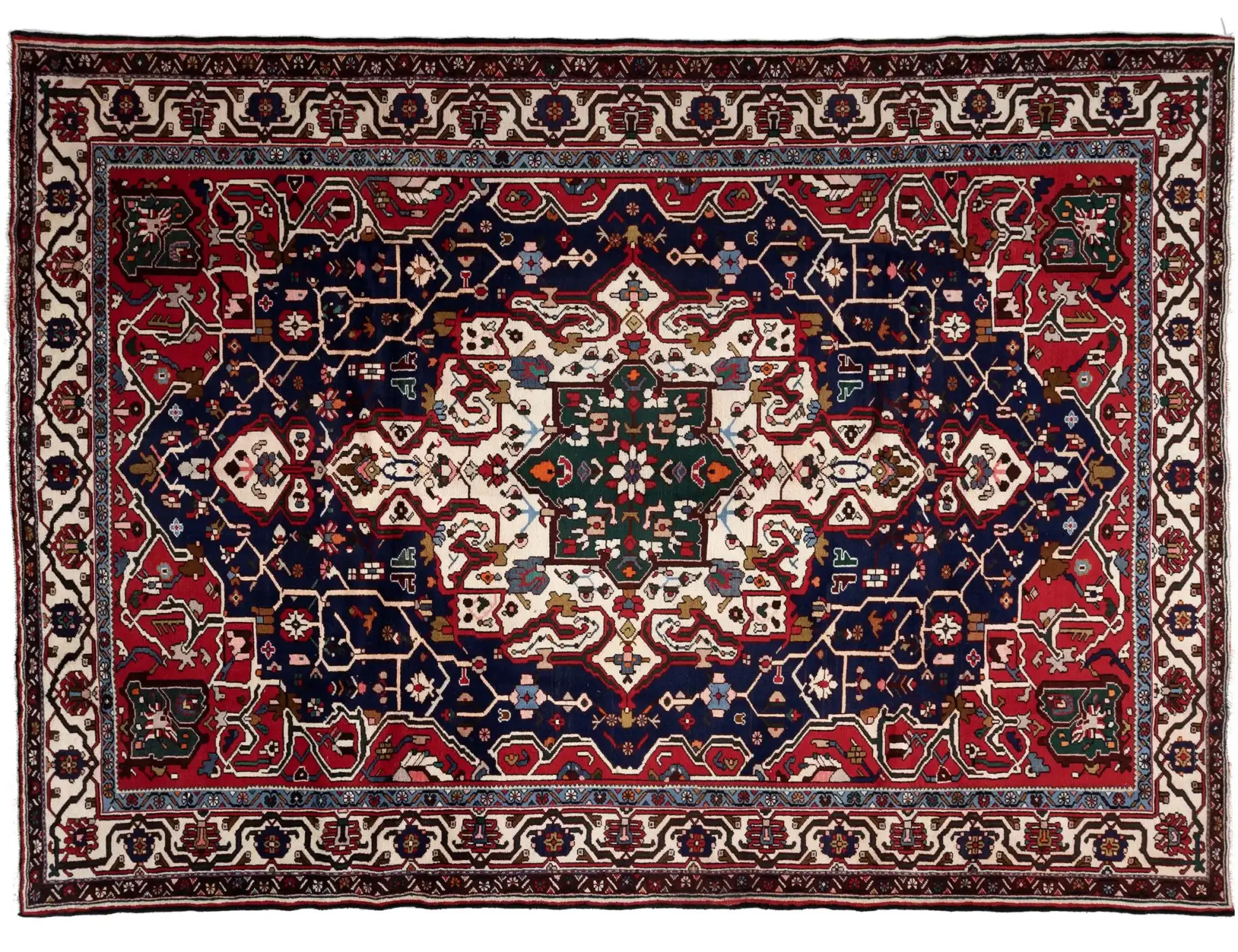 Bleu Persan Bakhtiar Patina 310 x 223 cm - Tapis fait main unique