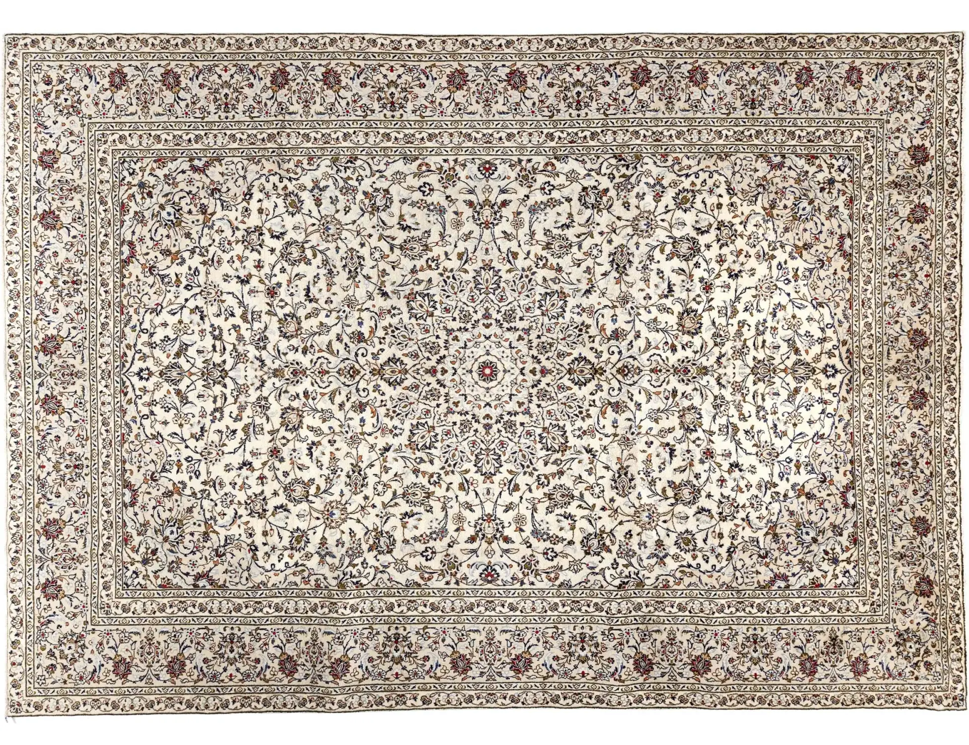 Beige Persa Kashan Patina 392 x 289 cm - Alfombra única hecha a mano