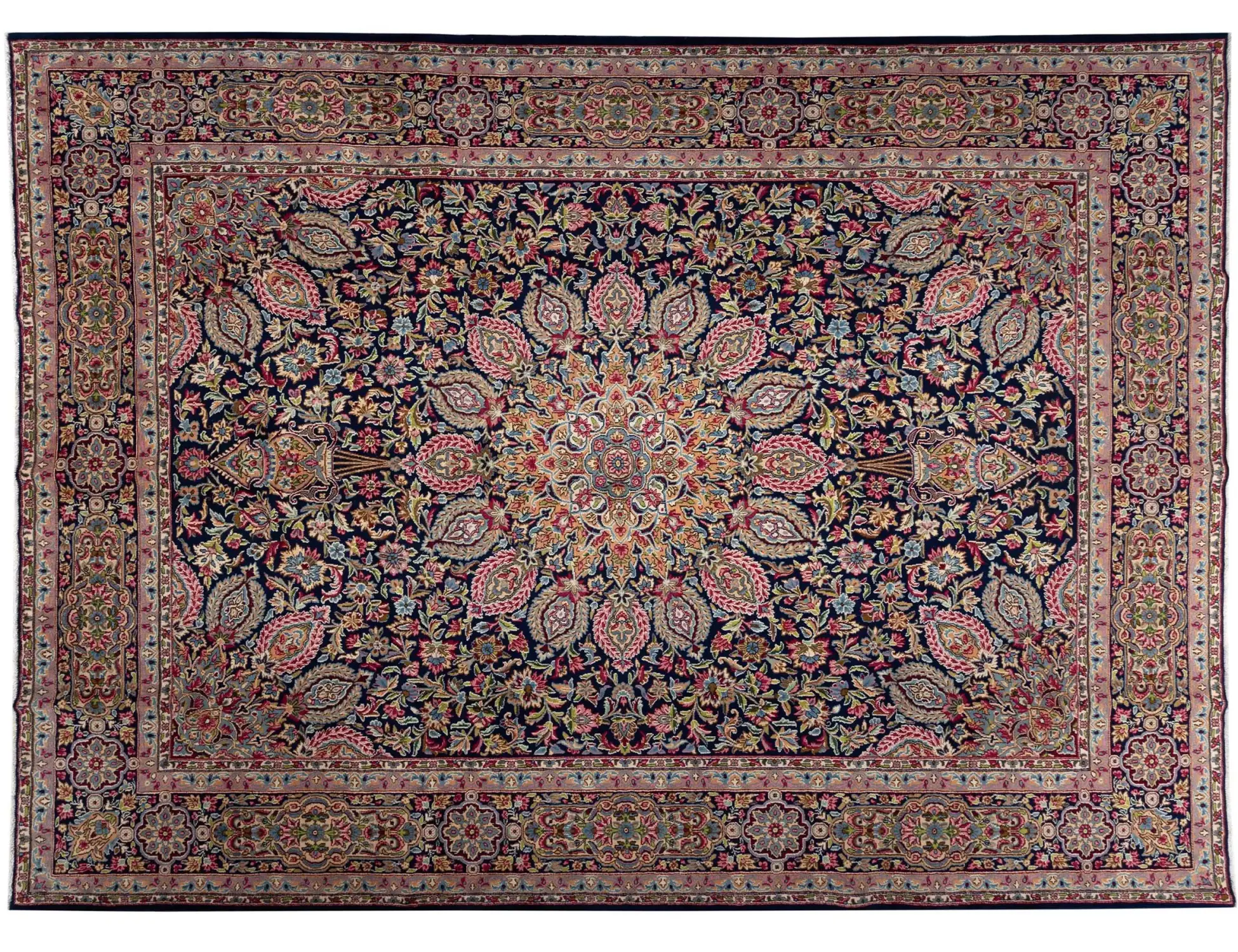 Blu Persiano Kerman 388 x 297 cm - Tappeto unico fatto a mano