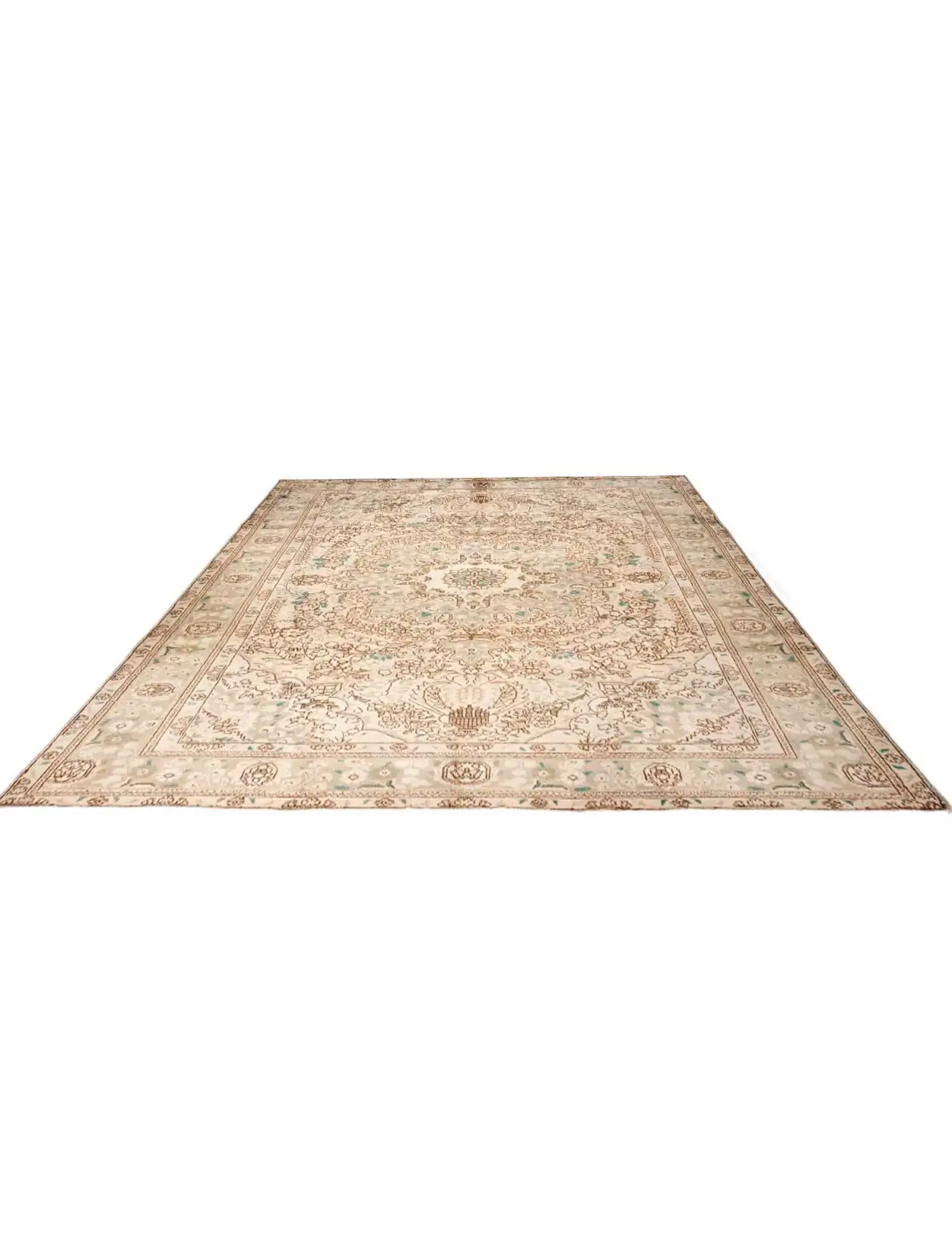 Beige Persien Persischer Vintage Teppich 296 x 197 cm - Einzigartiger handgefertigter Teppich