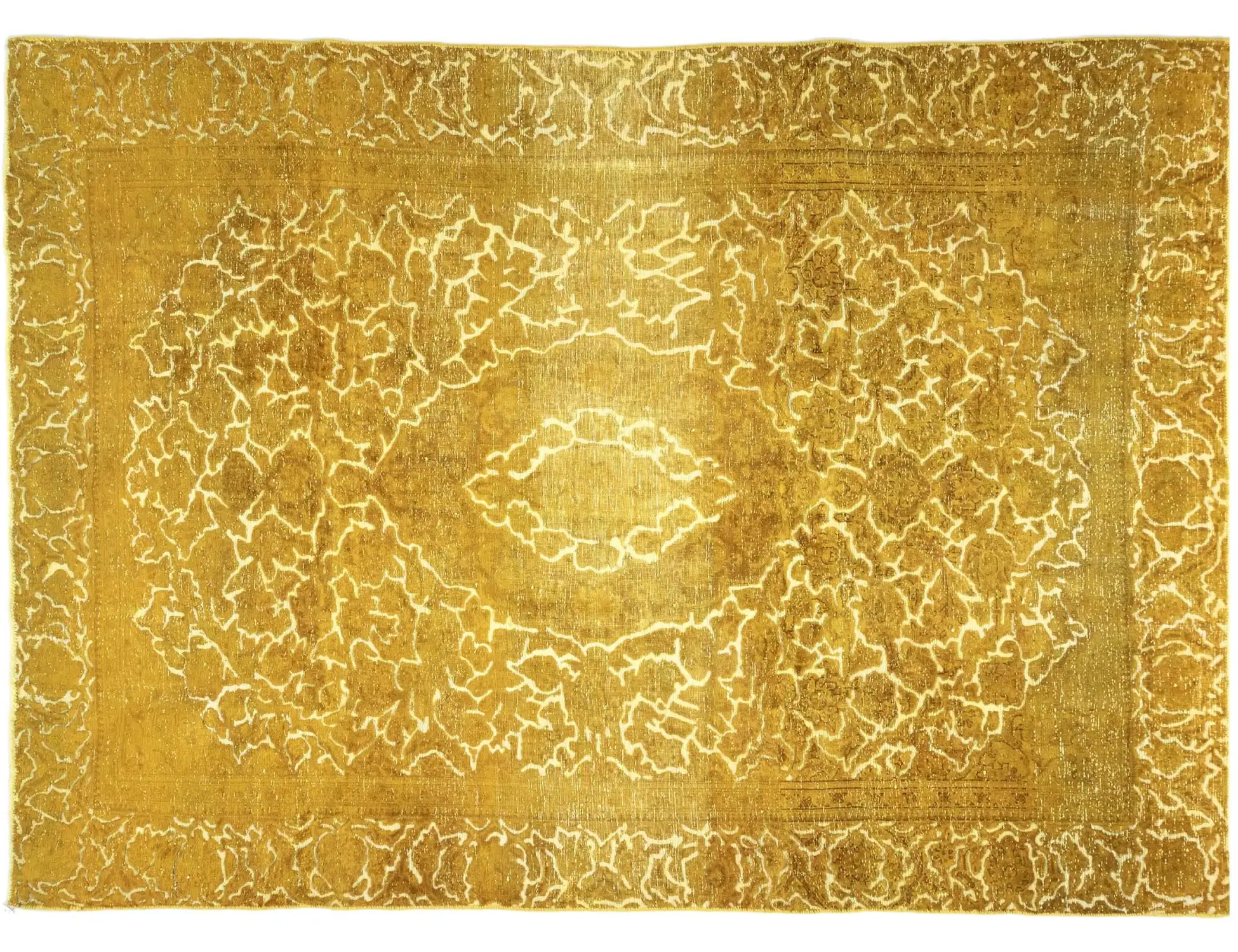 Gelb Persien Persischer Vintage Teppich 304 x 218 cm