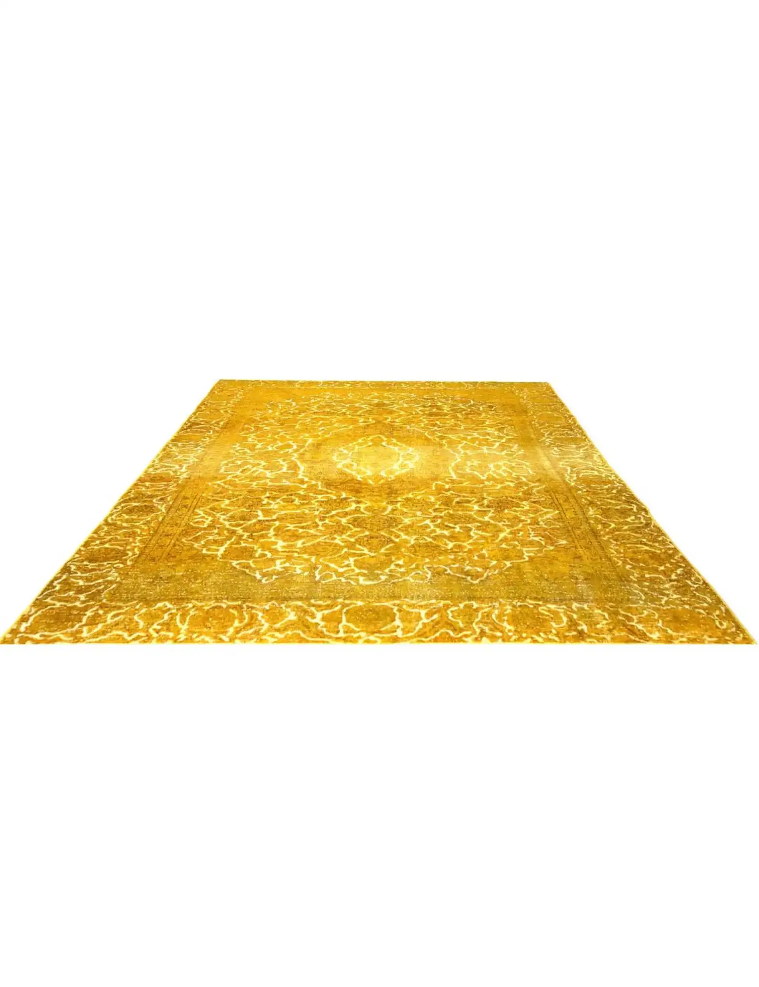 Gelb Persien Persischer Vintage Teppich 304 x 218 cm - Einzigartiger handgefertigter Teppich