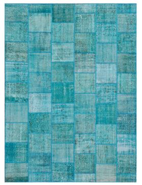 Patchwork Teppich 352 X 259 blau