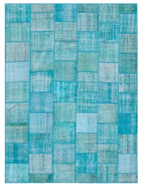 Patchwork Teppich 352 X 255 blau