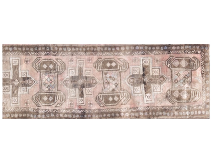 Marrone Persiano Tappeto Vintage 313 x 114 cm
