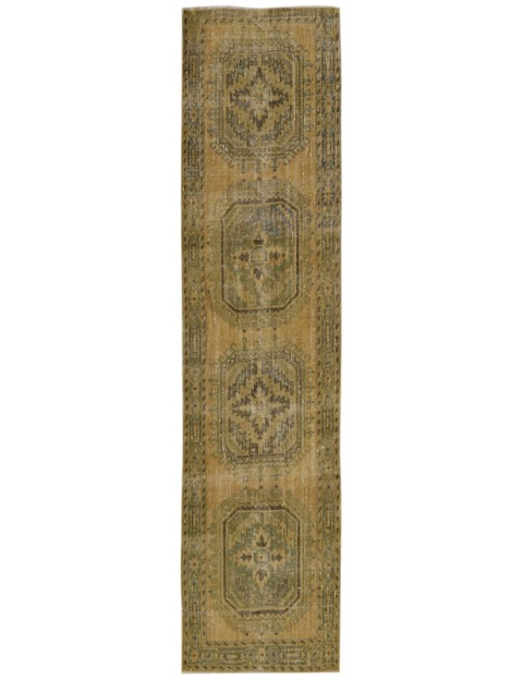 Gelb Türkei Vintage Teppich 332 x 130 cm