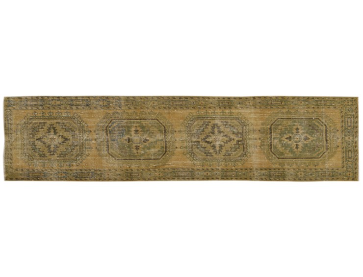 Amarillo Turquía Alfombra vintage 332 x 130 cm