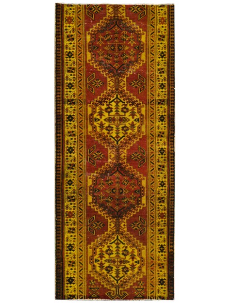 Gelb Persien Vintage Teppich 237 x 100 cm