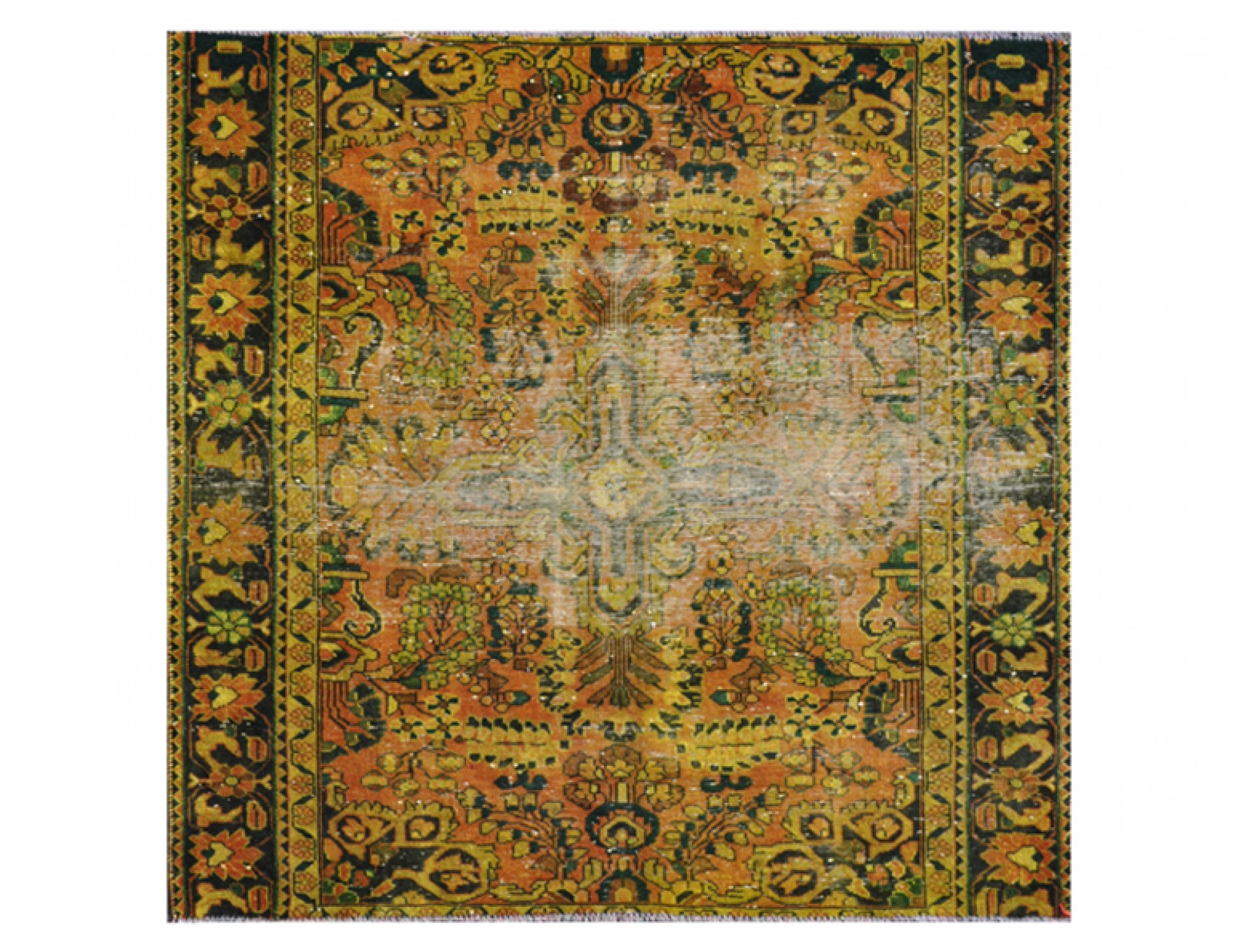 Square Vintage Carpet  yellow  <br/>145 x 150 cm