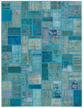 Patchwork Teppich 237 X 170 blau