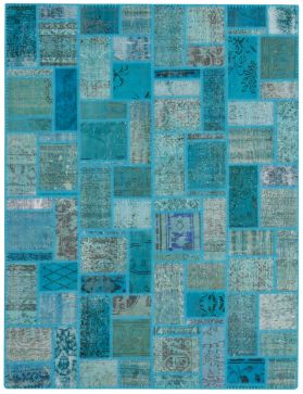Patchwork Teppich 238 X 176 blau