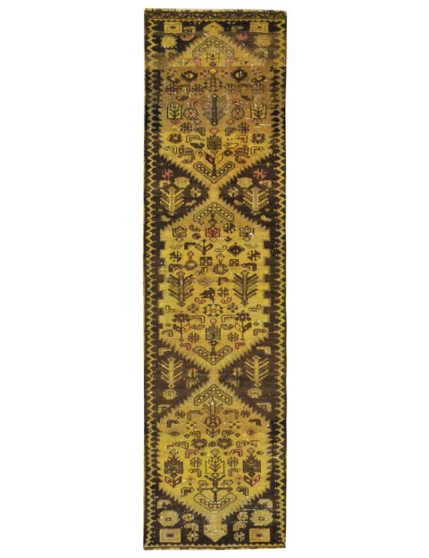 Gelb Persien Vintage Teppich 266 x 70 cm
