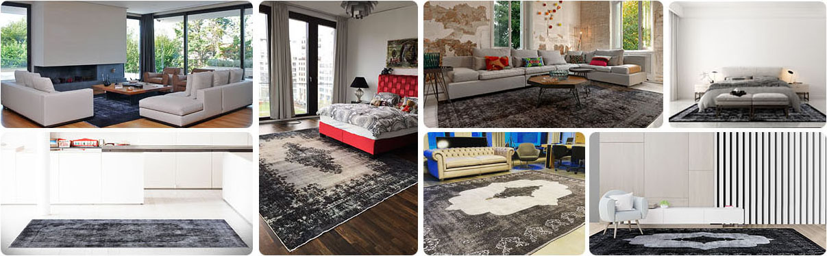 Schwarze Vintage Teppiche