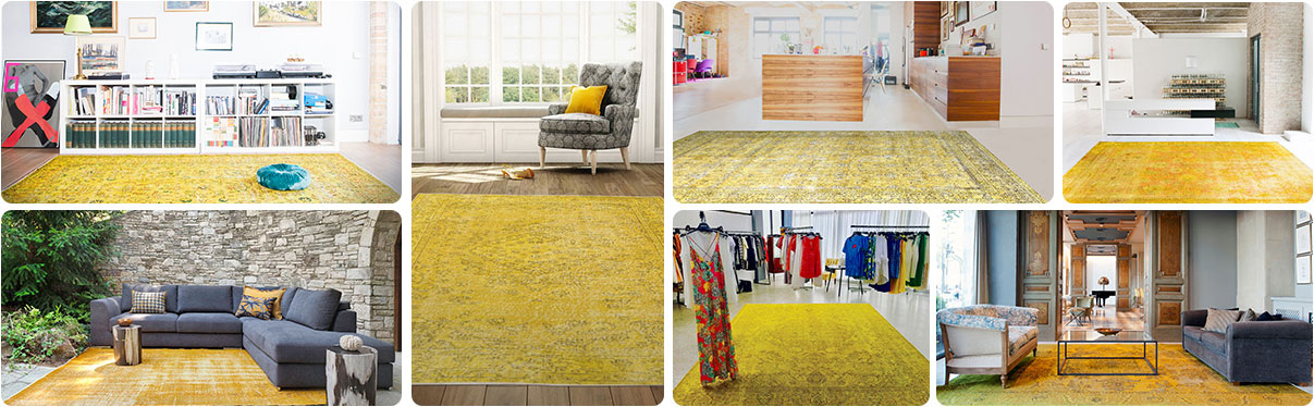Gelbe Vintage Teppiche